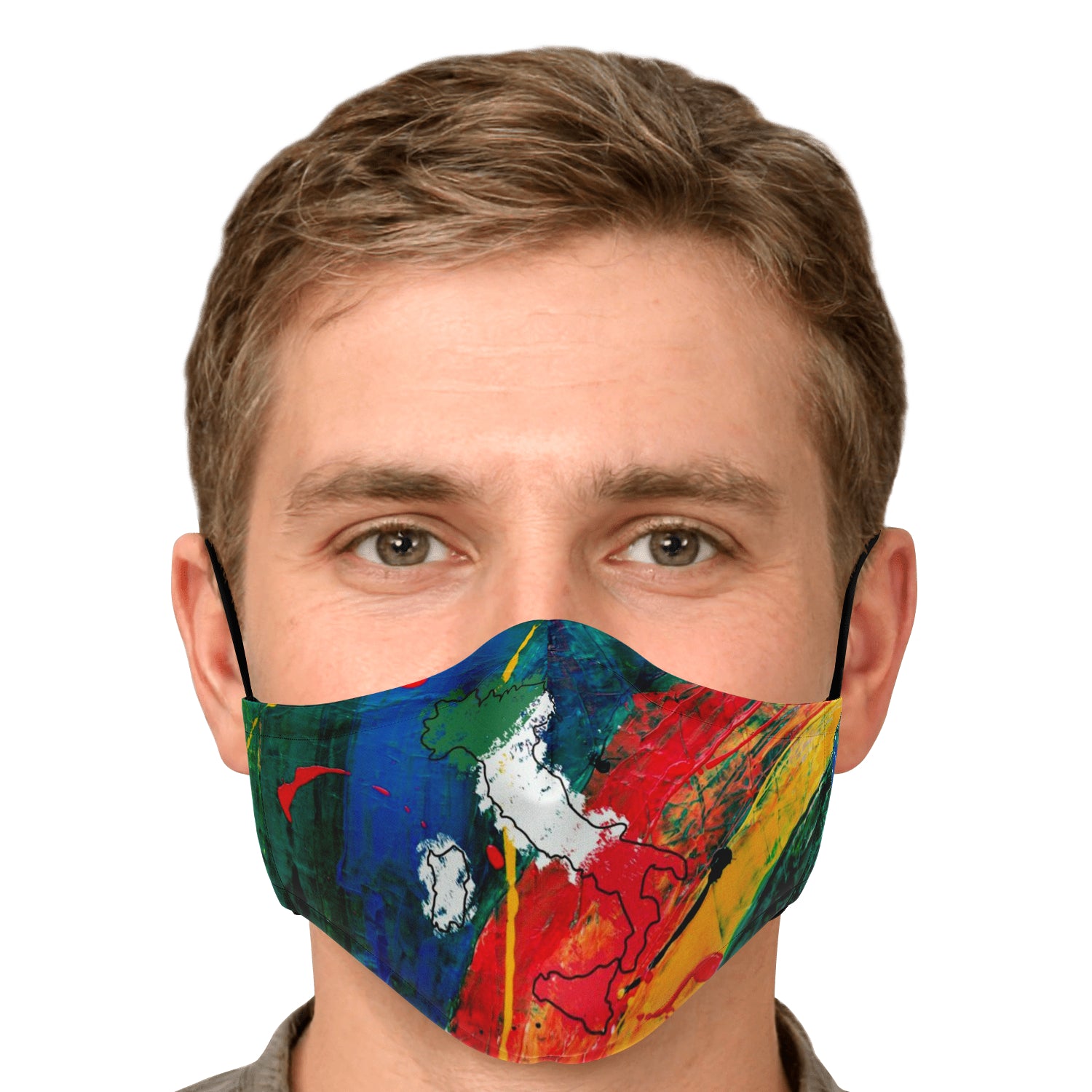 Italy Flag Map Paint Face Mask + 2 PM 2.5 Filters