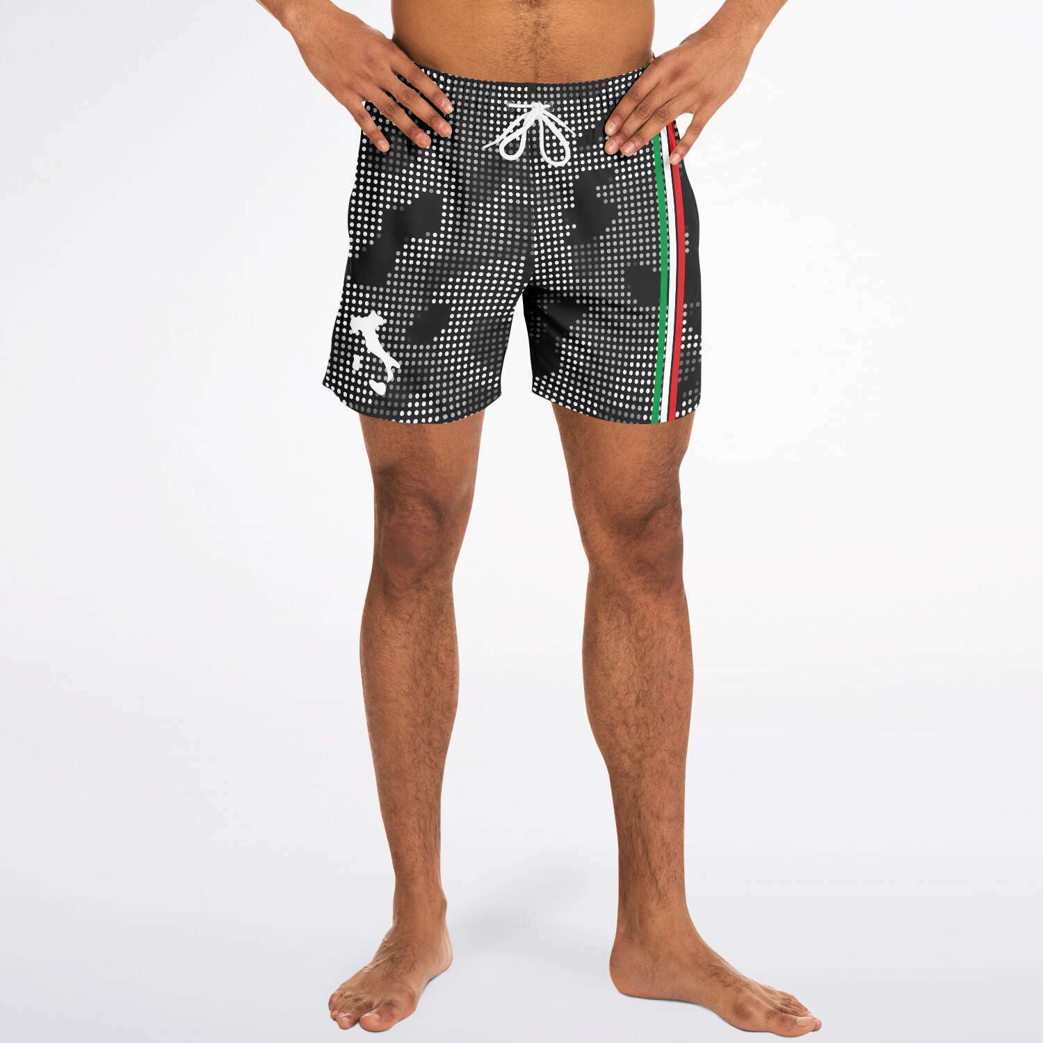 Italia Flag Map Carbon Fiber Camo Swim Trunks Men