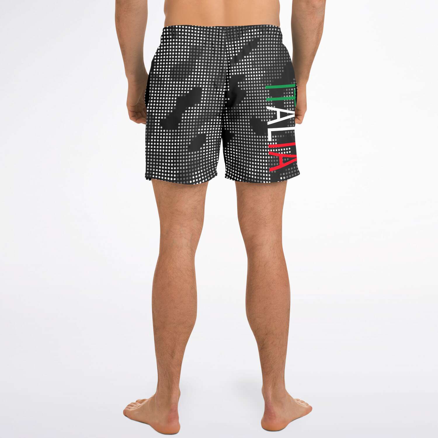 Italia Flag Map Carbon Fiber Camo Swim Trunks Men