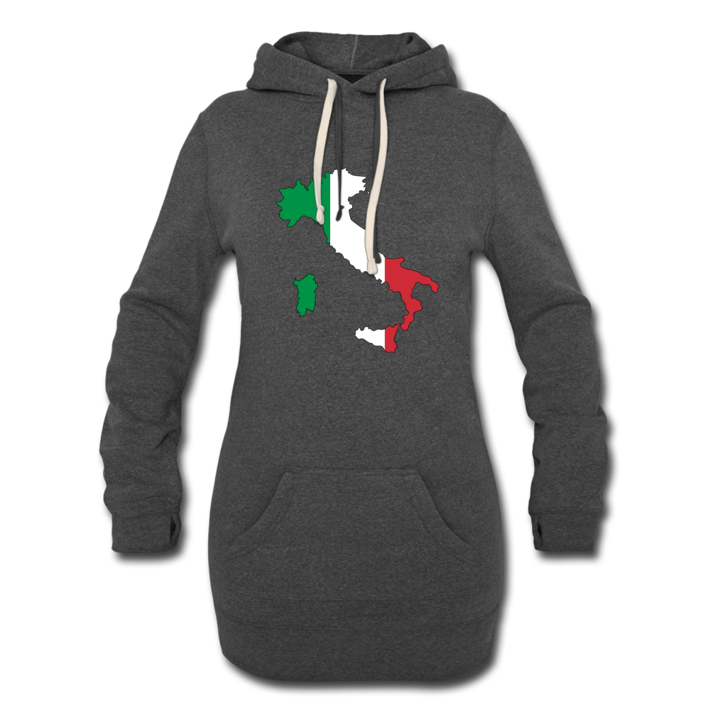 Flag Map Of Italy Women's Hoodie Dress - heather black