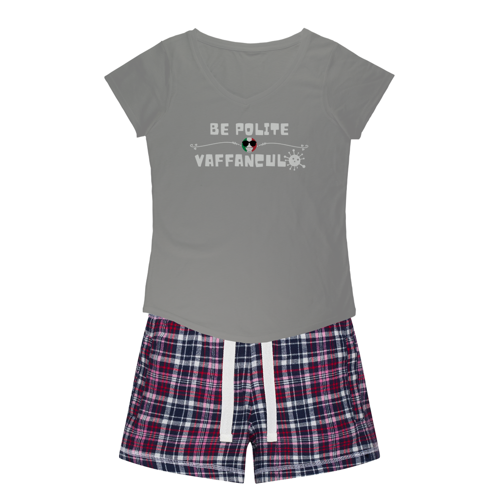 Be Polite Vaffanculo Girls Sleepy Tee And Flannel Short