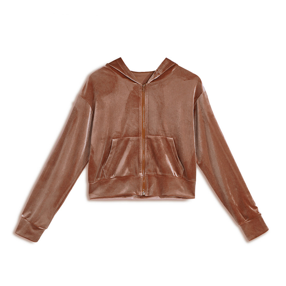 Be Polite Vaffanculo Women's Zippered Tracksuit Golden Velvet  Long Sleeve Hoodie Jacket+Pants