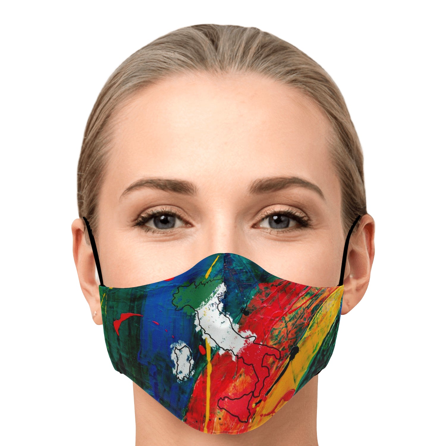 Italy Flag Map Paint Face Mask + 2 PM 2.5 Filters