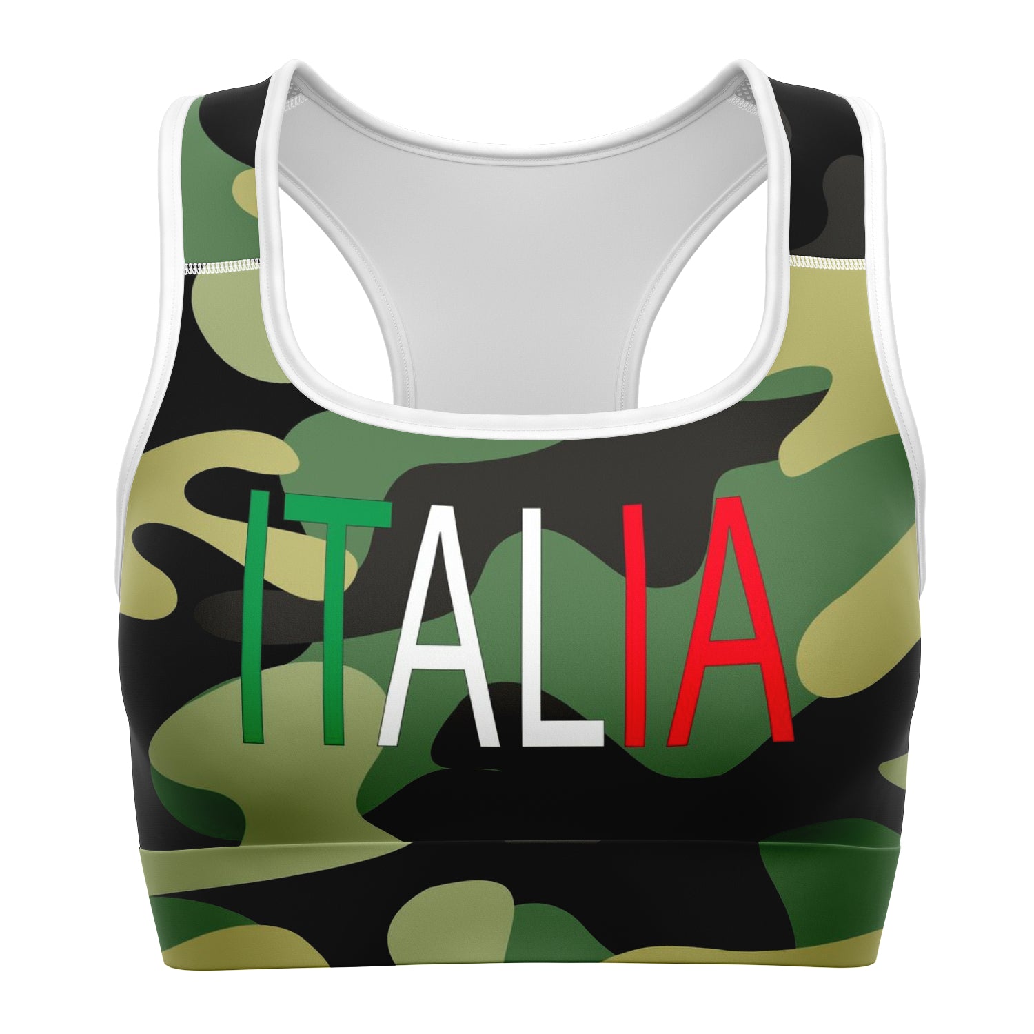 Italia Green Camo Sports Bra