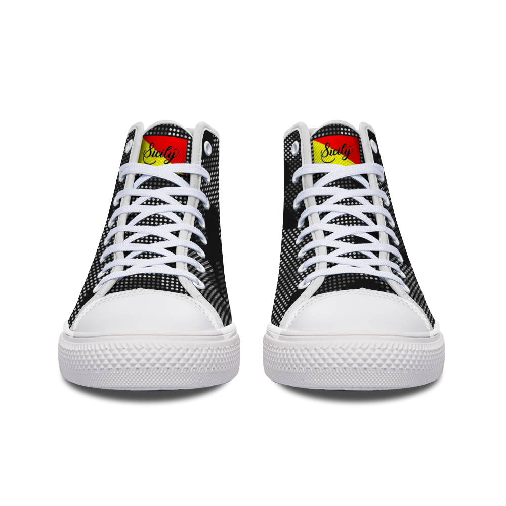 Sicilian Carbon Grey Camo Canvas High Top Sneakers for Men Women