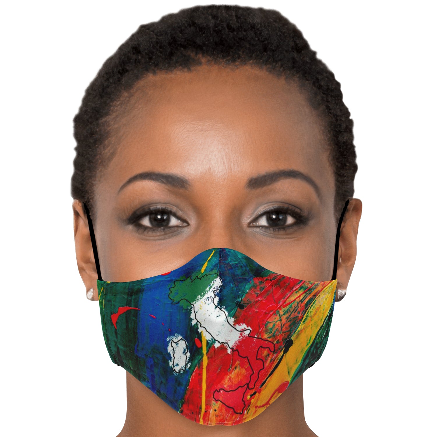 Italy Flag Map Paint Face Mask + 2 PM 2.5 Filters