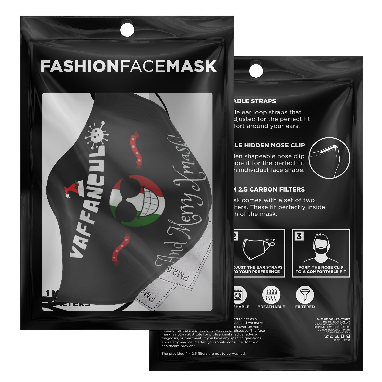 Vaffanculo And Merry Xmask Face Mask + 2 PM 2.5 Filters