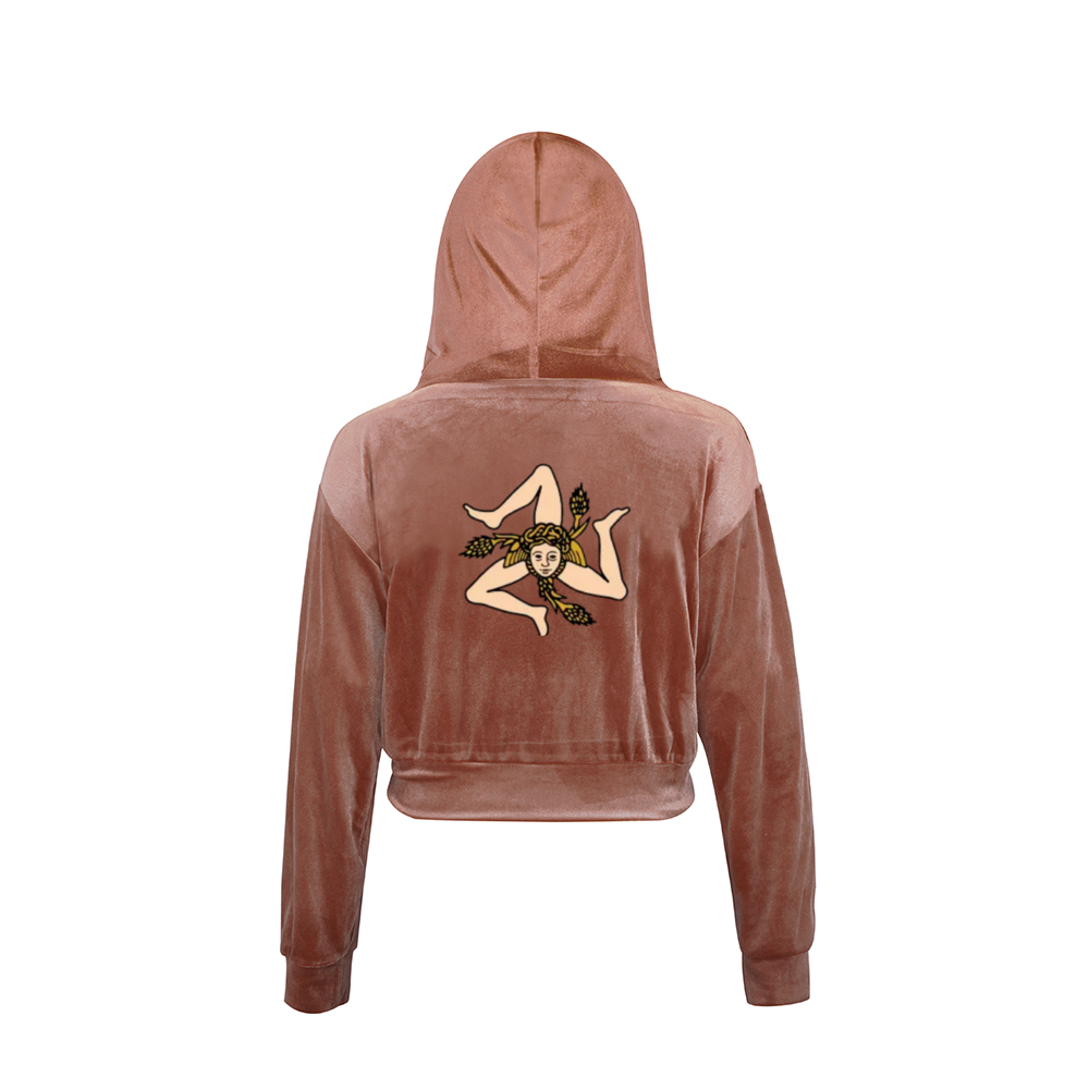 Sicilian Women's Zippered Tracksuit Golden Velvet  Long Sleeve Hoodie Jacket+Pants