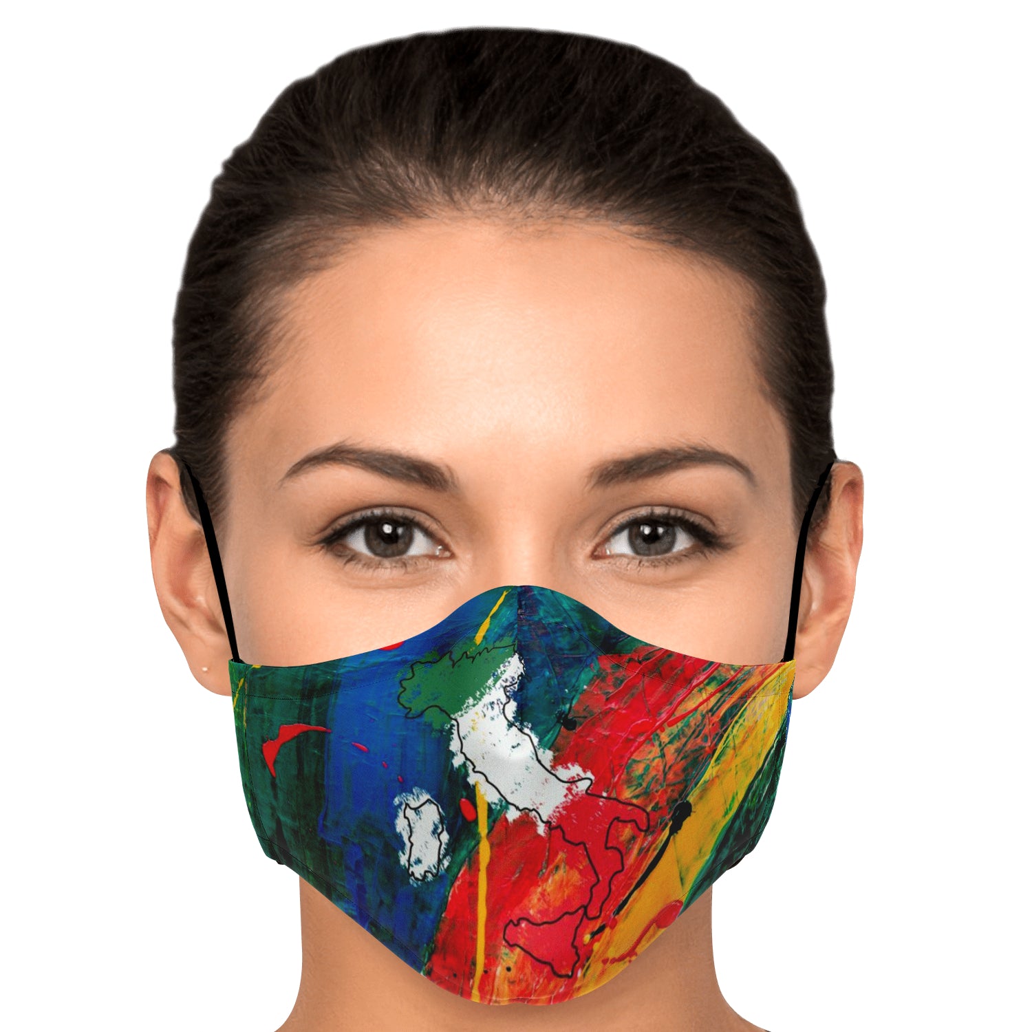 Italy Flag Map Paint Face Mask + 2 PM 2.5 Filters