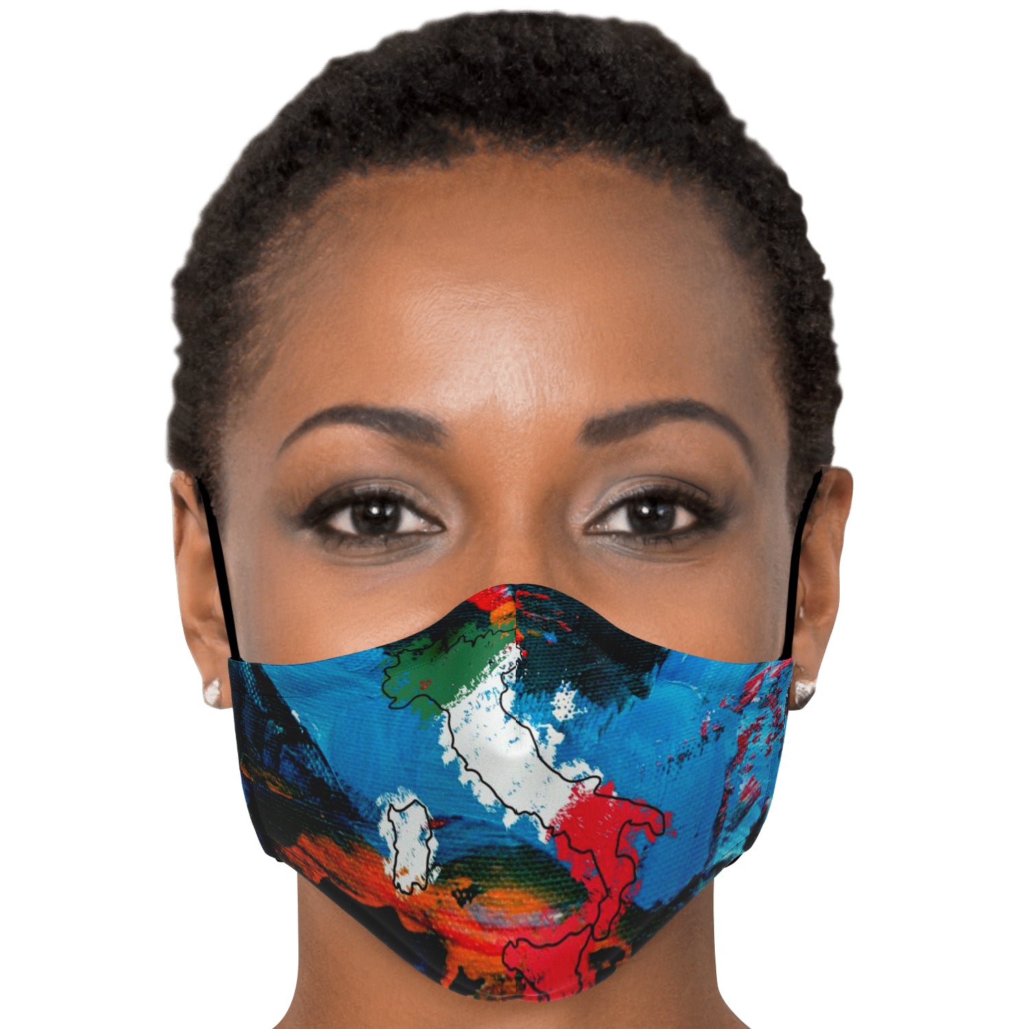 Italy Flag Map Paint Face Mask + 2 PM 2.5 Filters