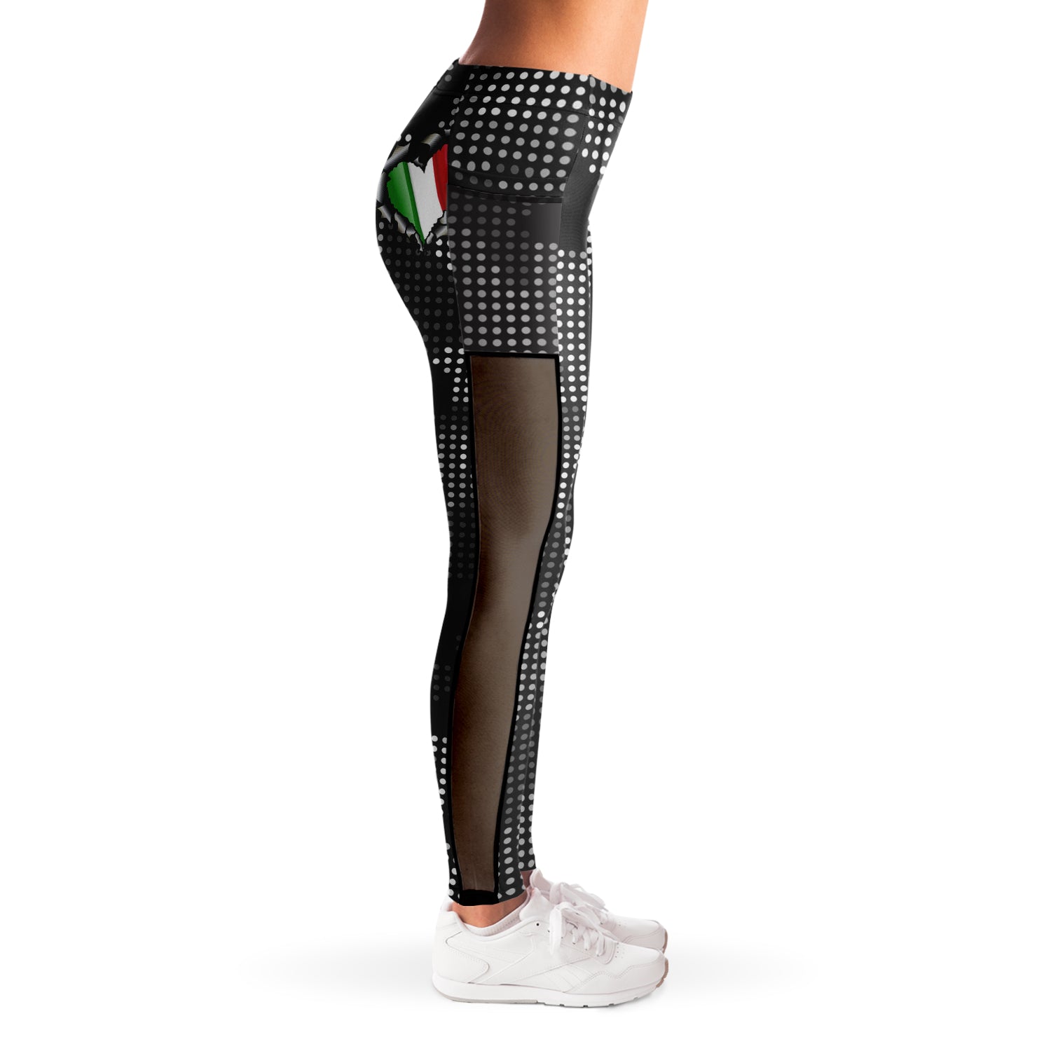 Italian Inside Carbon Fiber Grey Camo Mesh Pocket Leggings