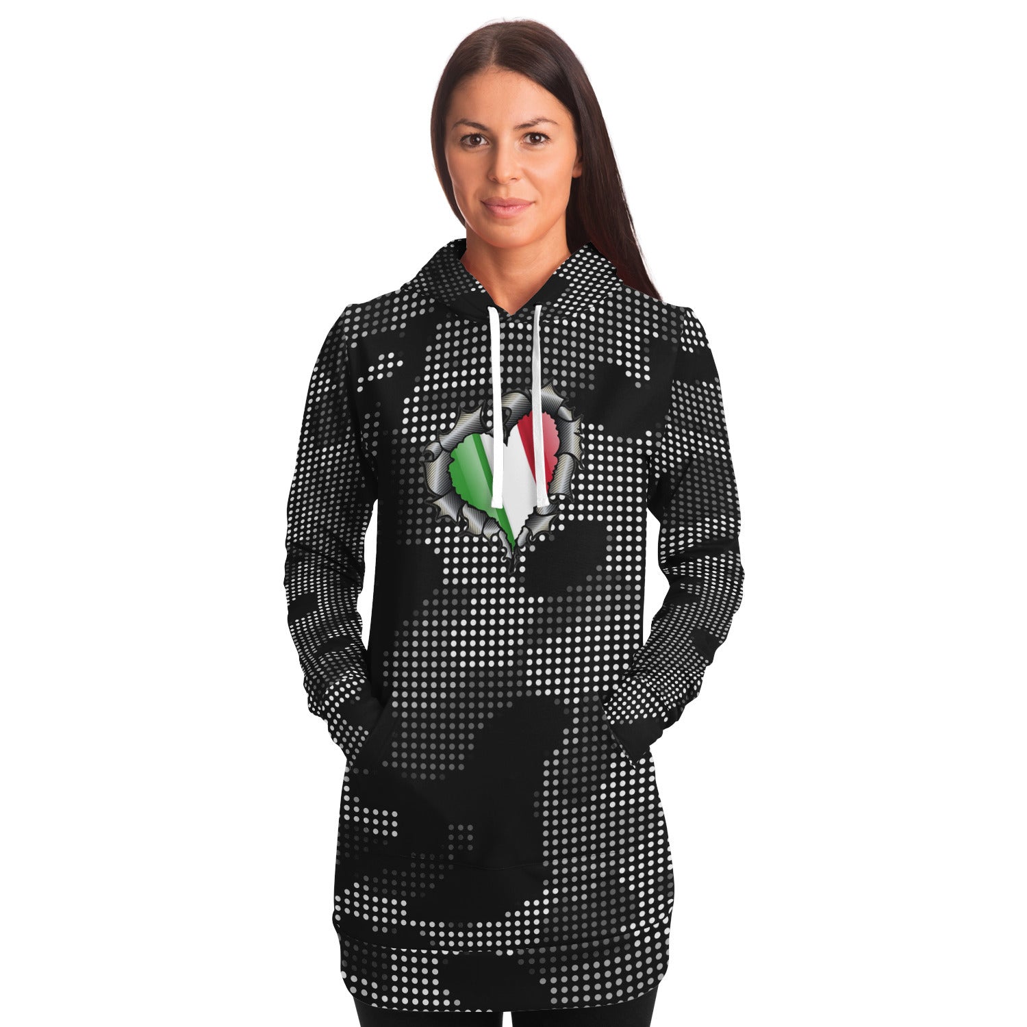 Italian Inside Carbon Fiber Grey Camo Hoodie Dress