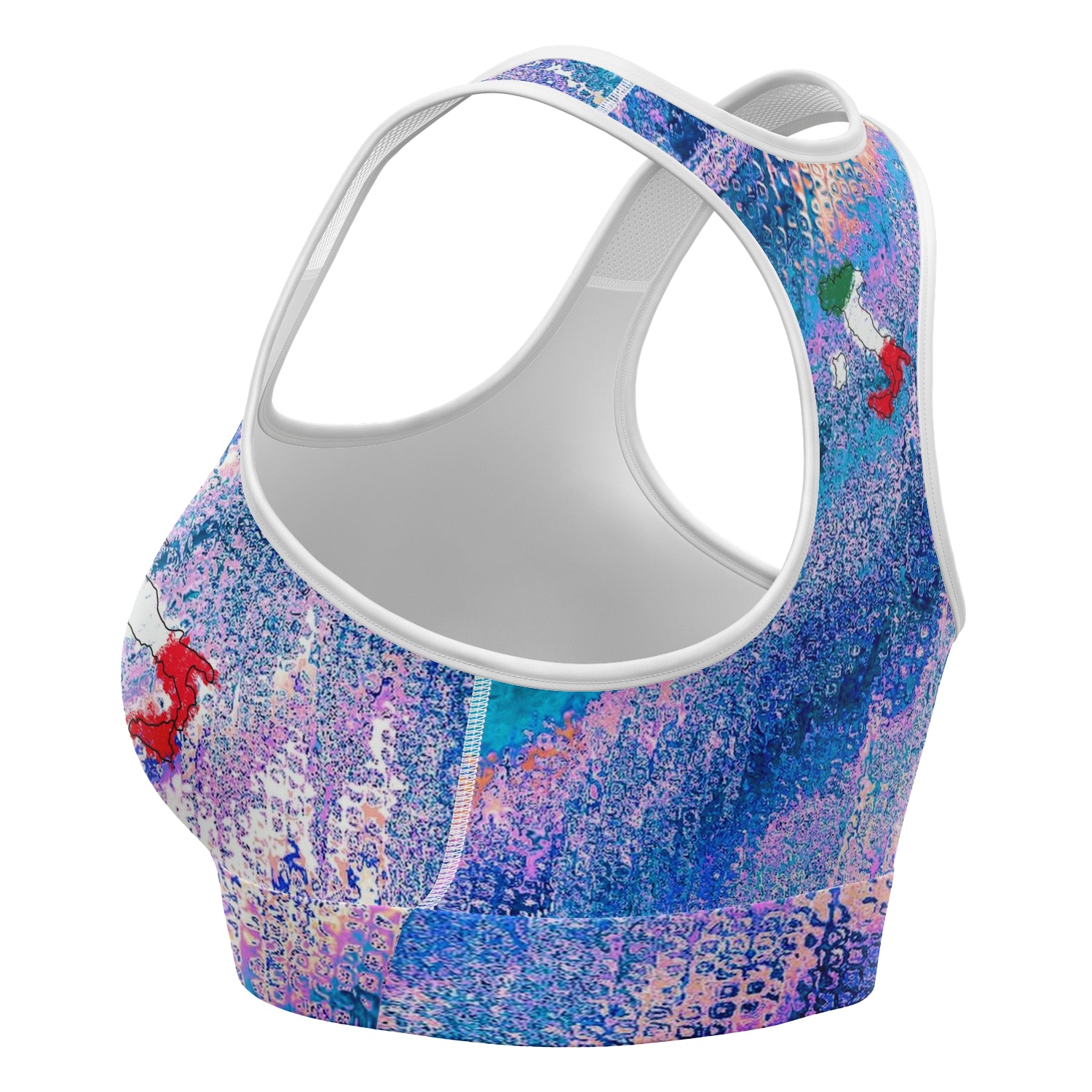 Italy Flag Map Paint Sports Bra