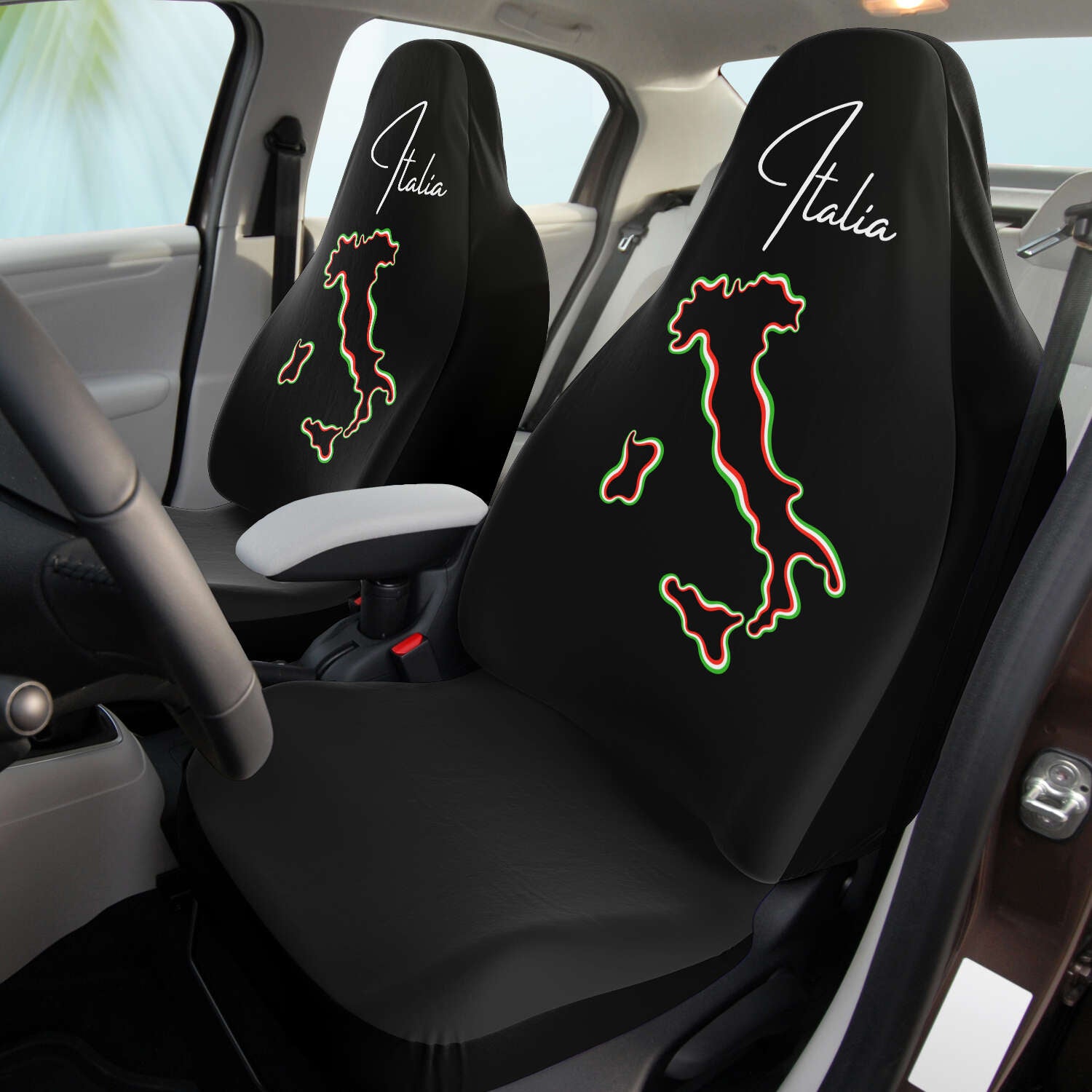 Italia Flag Map Car Seat Covers (Set Of 2)