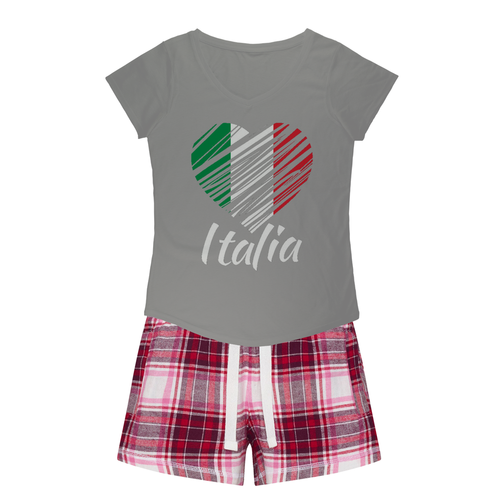 I Love Italy Girls Sleepy Tee and Flannel Short