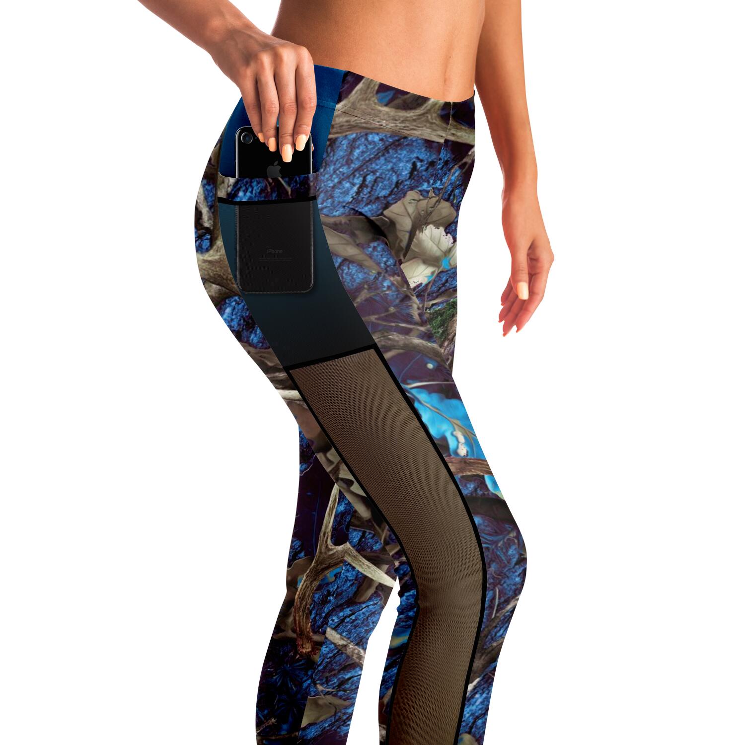 Blu Camo Mesh Pocket Leggings