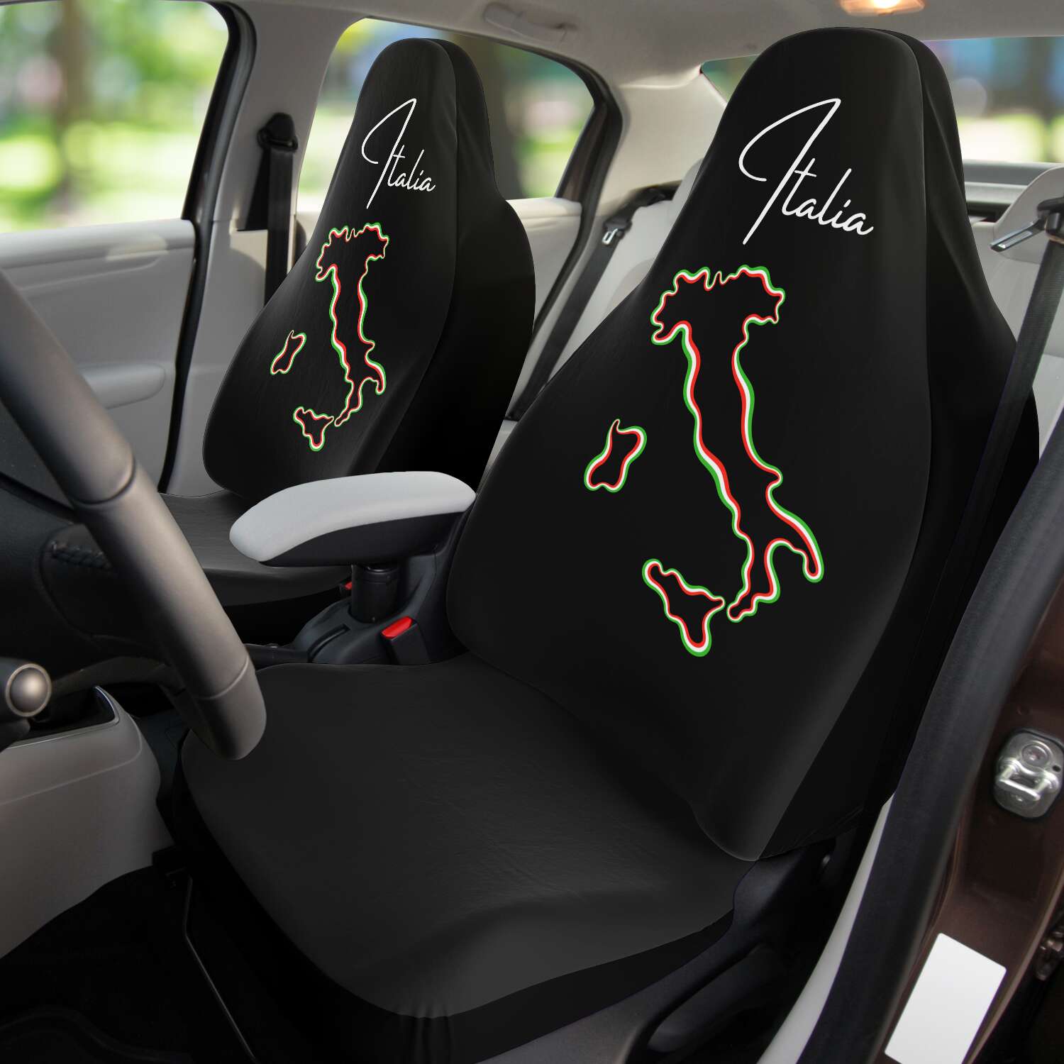 Italia Flag Map Car Seat Covers (Set Of 2)