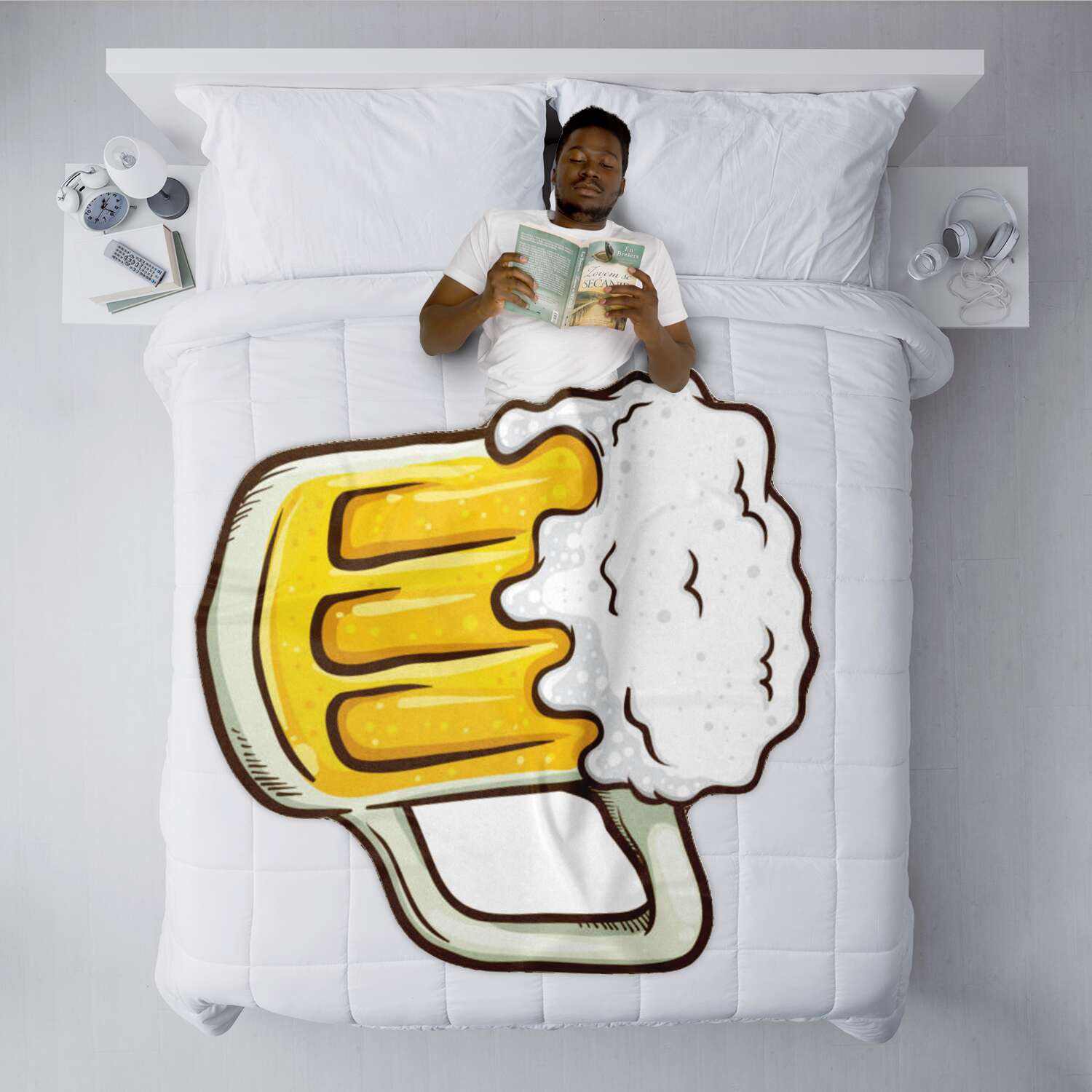 Beer Mug Freeform Microfiber Fleece Blanket