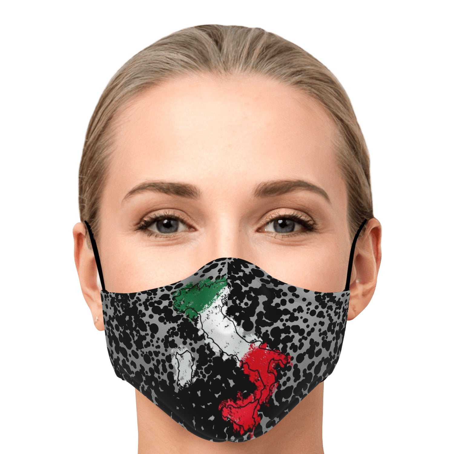 Italy Flag Map Paint Grey Face Mask + 2 PM 2.5 Filters