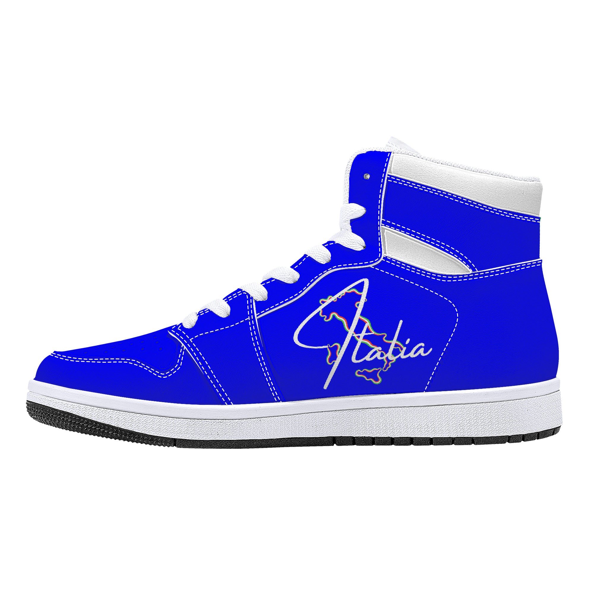 Italia Blu High-Top Leather Sneakers - White