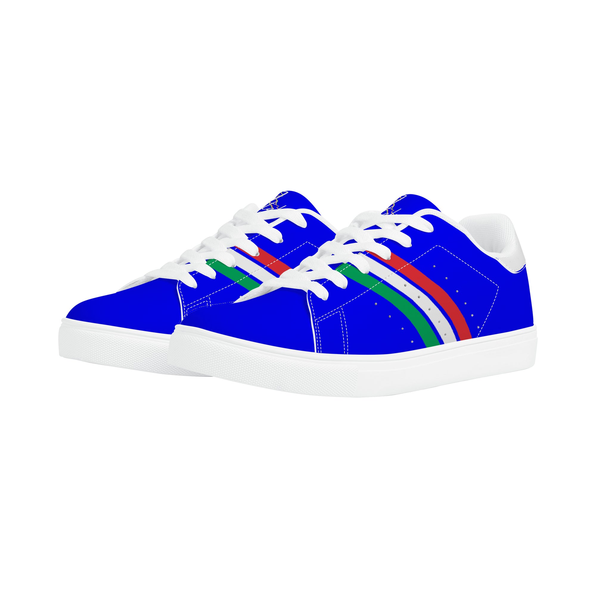 Italia Low-Top Leather Sneakers -Blu/ White