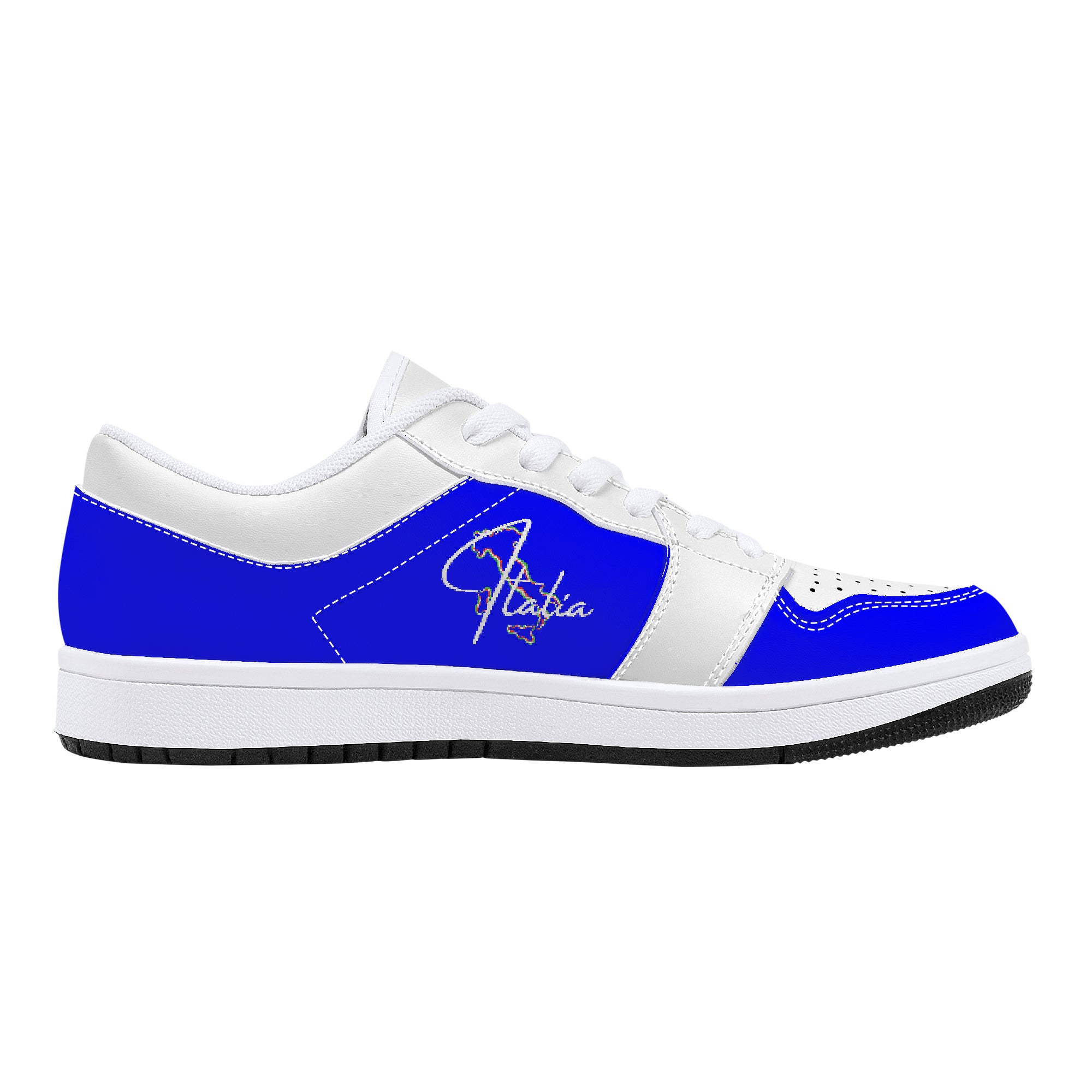 Italia Blu/White Low-Top Leather Sneakers