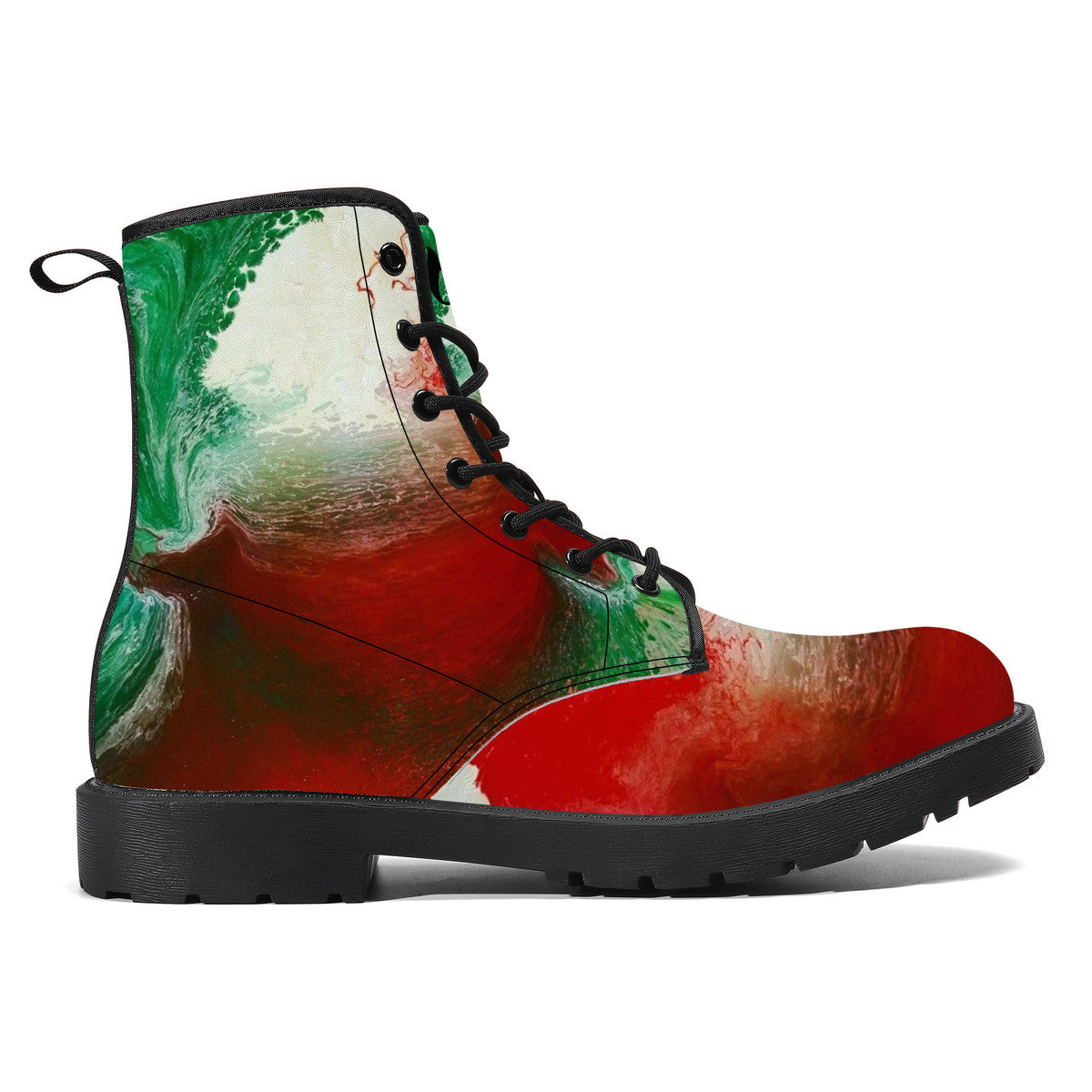 Italian Flag Paint Art Leather Boots