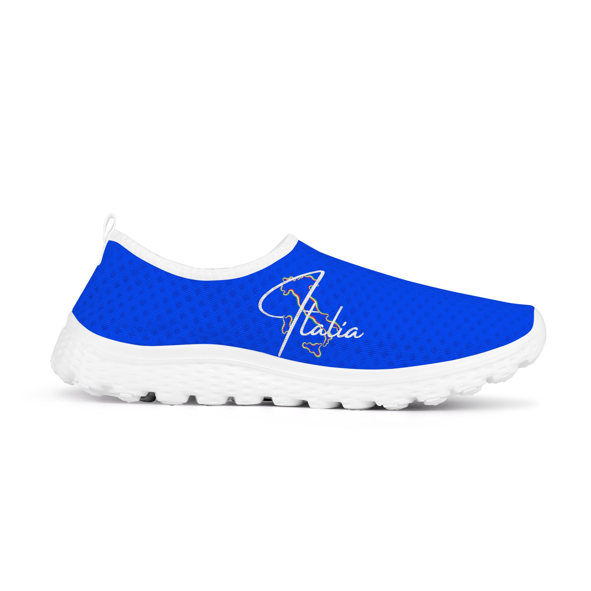 Italia Flag Map Women's Blu Mesh Running Shoes