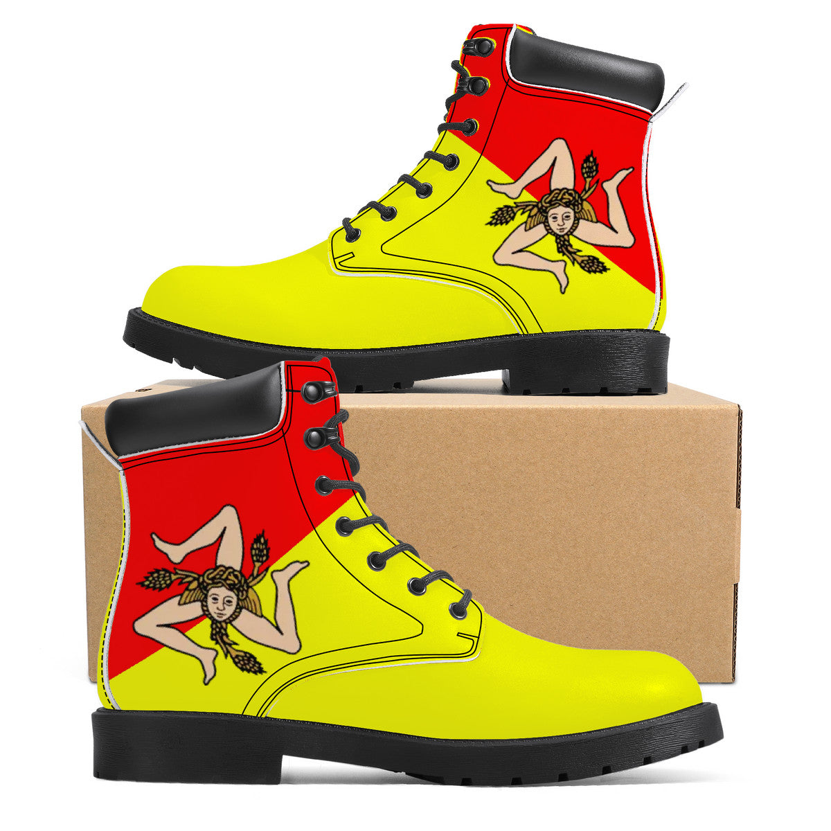 Sicilian Flag Synthetic Leather Boots