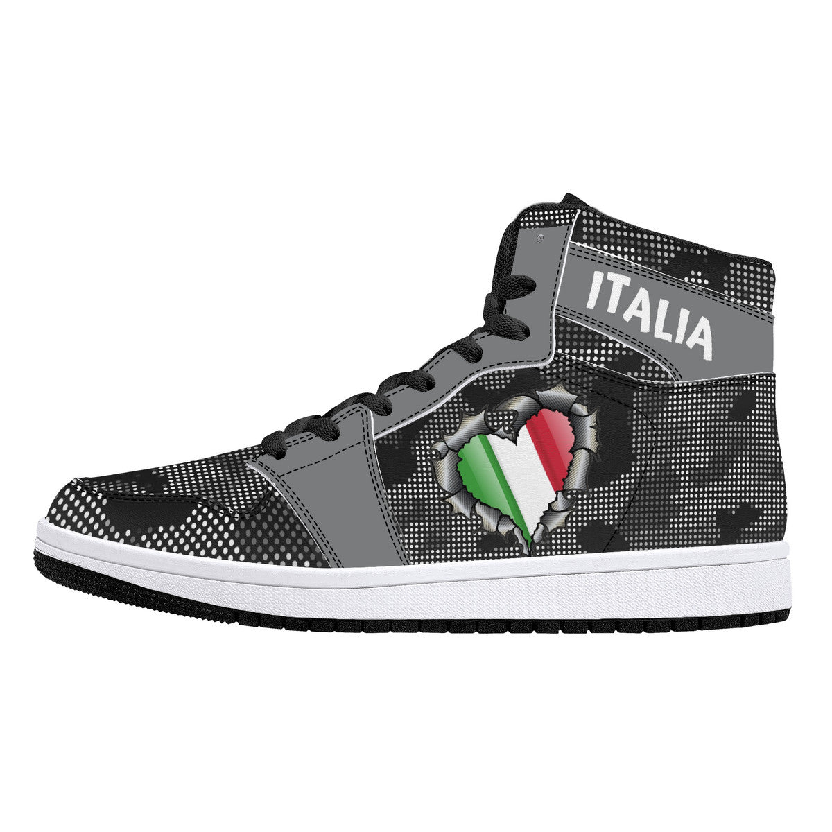 Italia Inside Carbon Fiber Grey Camo High-Top Leather Sneakers