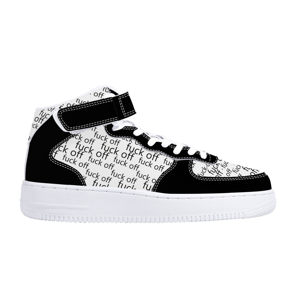 Fuck Off High Top Unisex Sneakers B/W