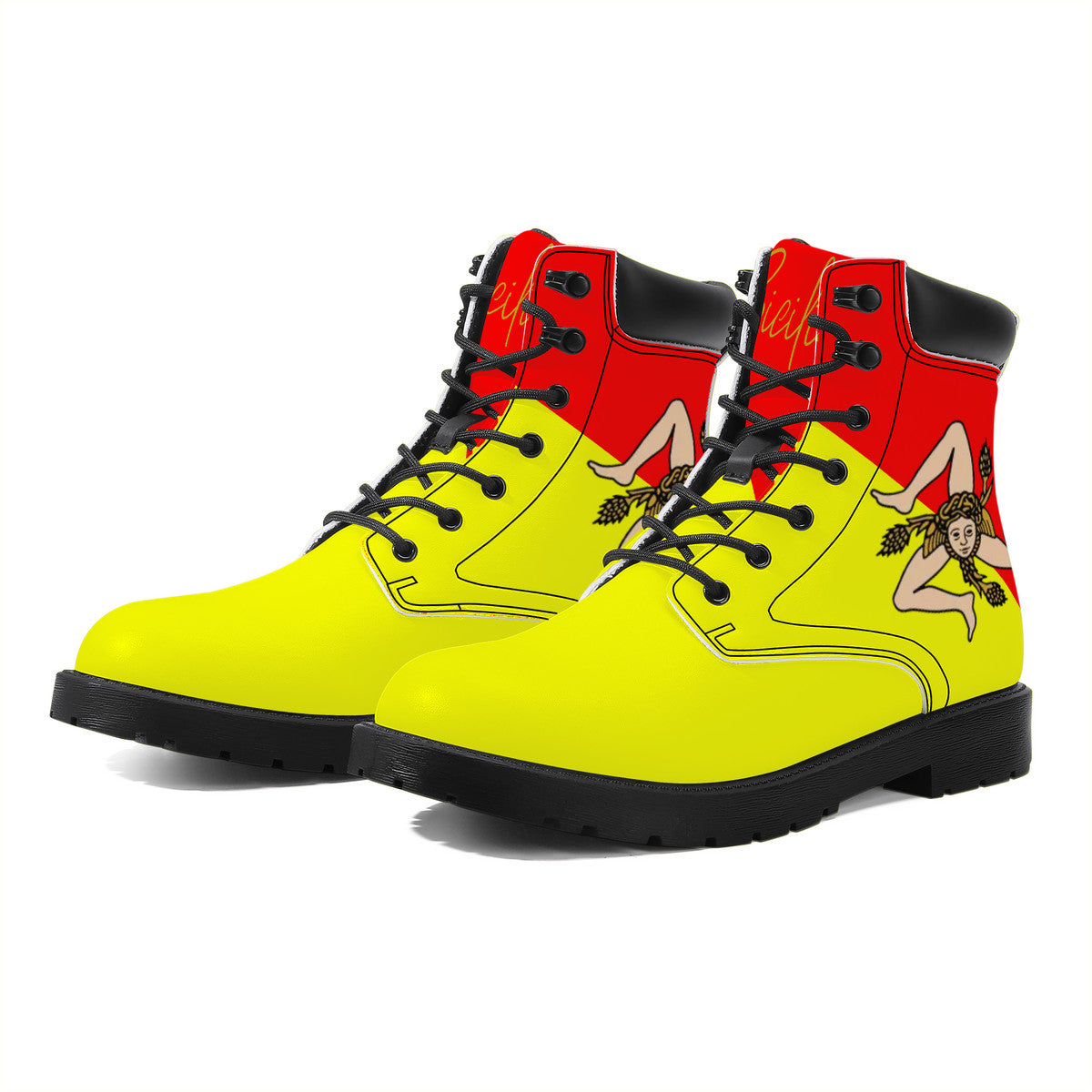 Sicilian Flag Synthetic Leather Boots