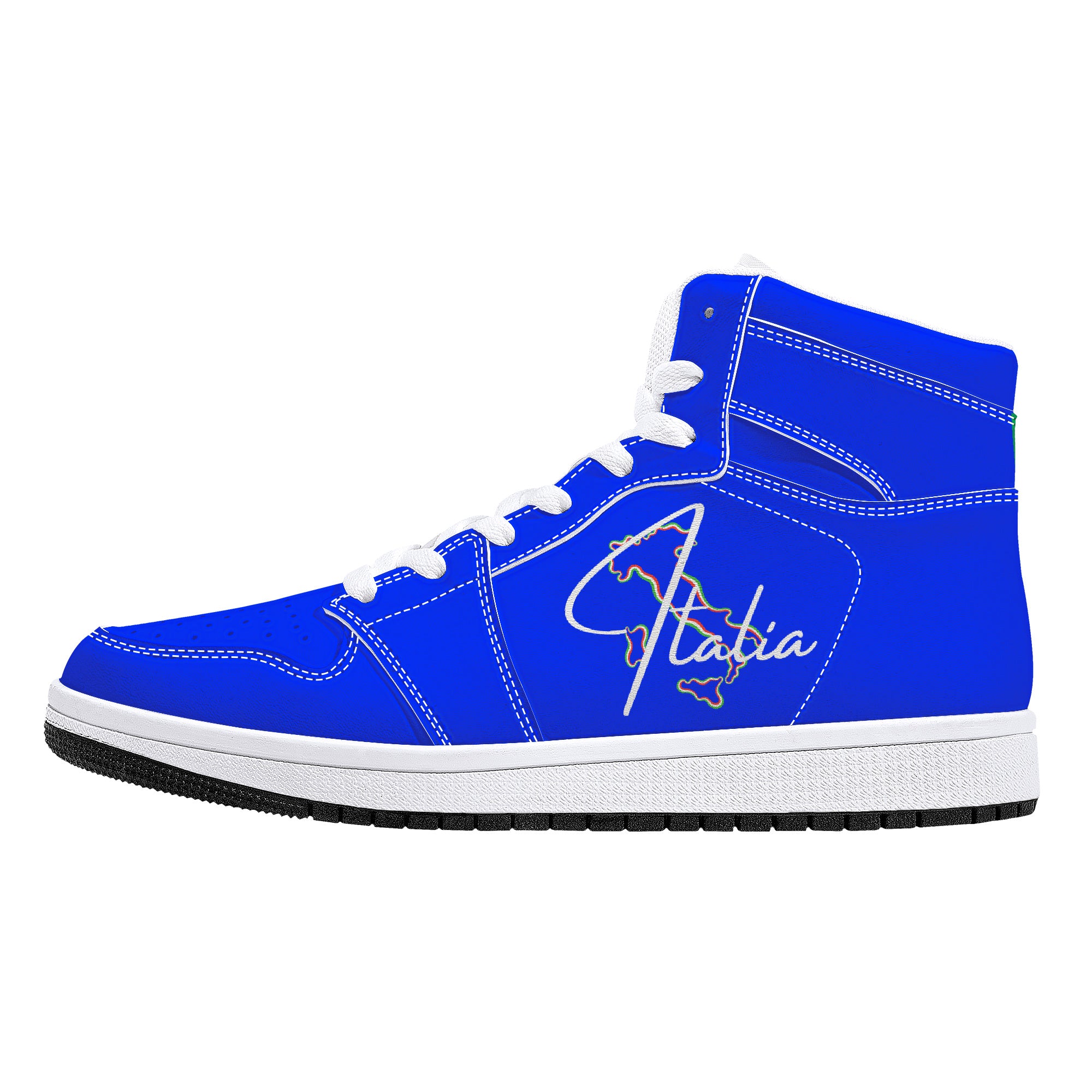 Italia Blu High-Top Leather Sneakers - White