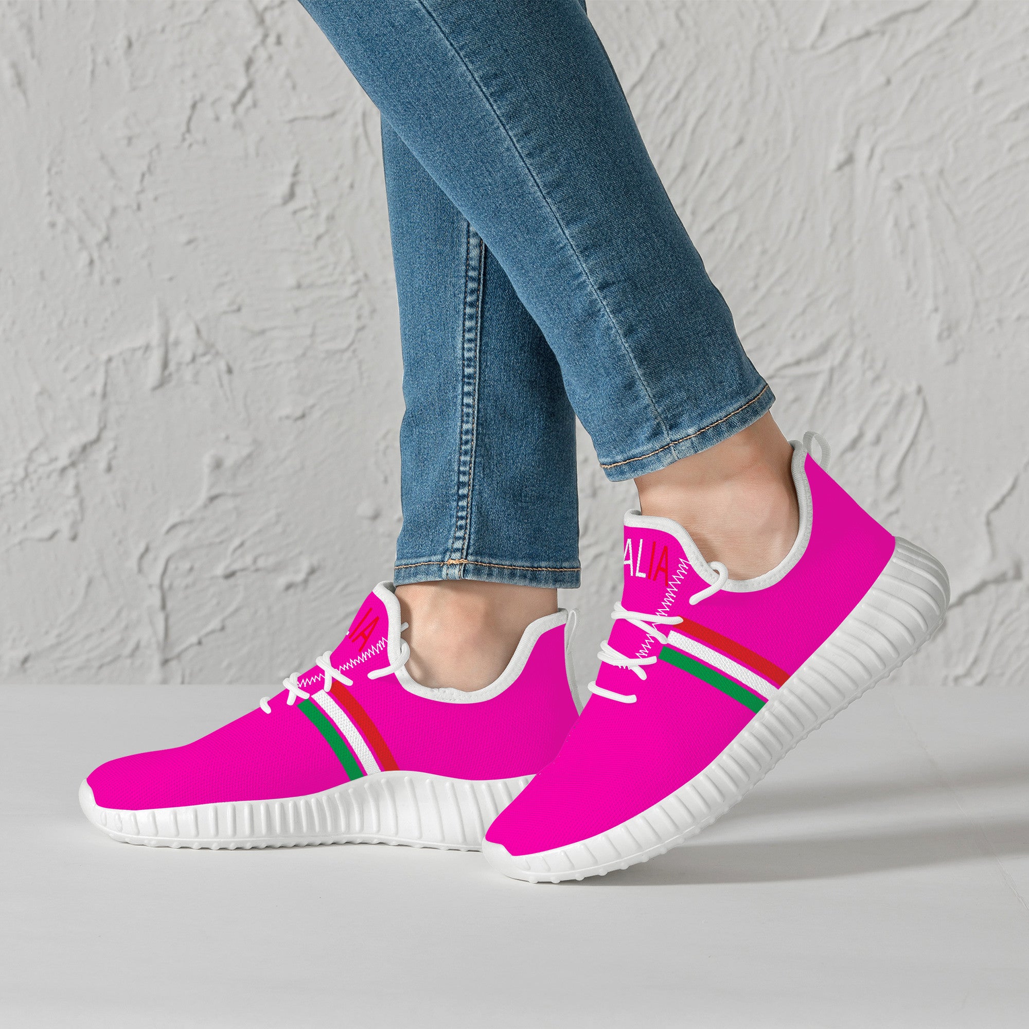 Italia Mesh Knit Sneakers - Pink