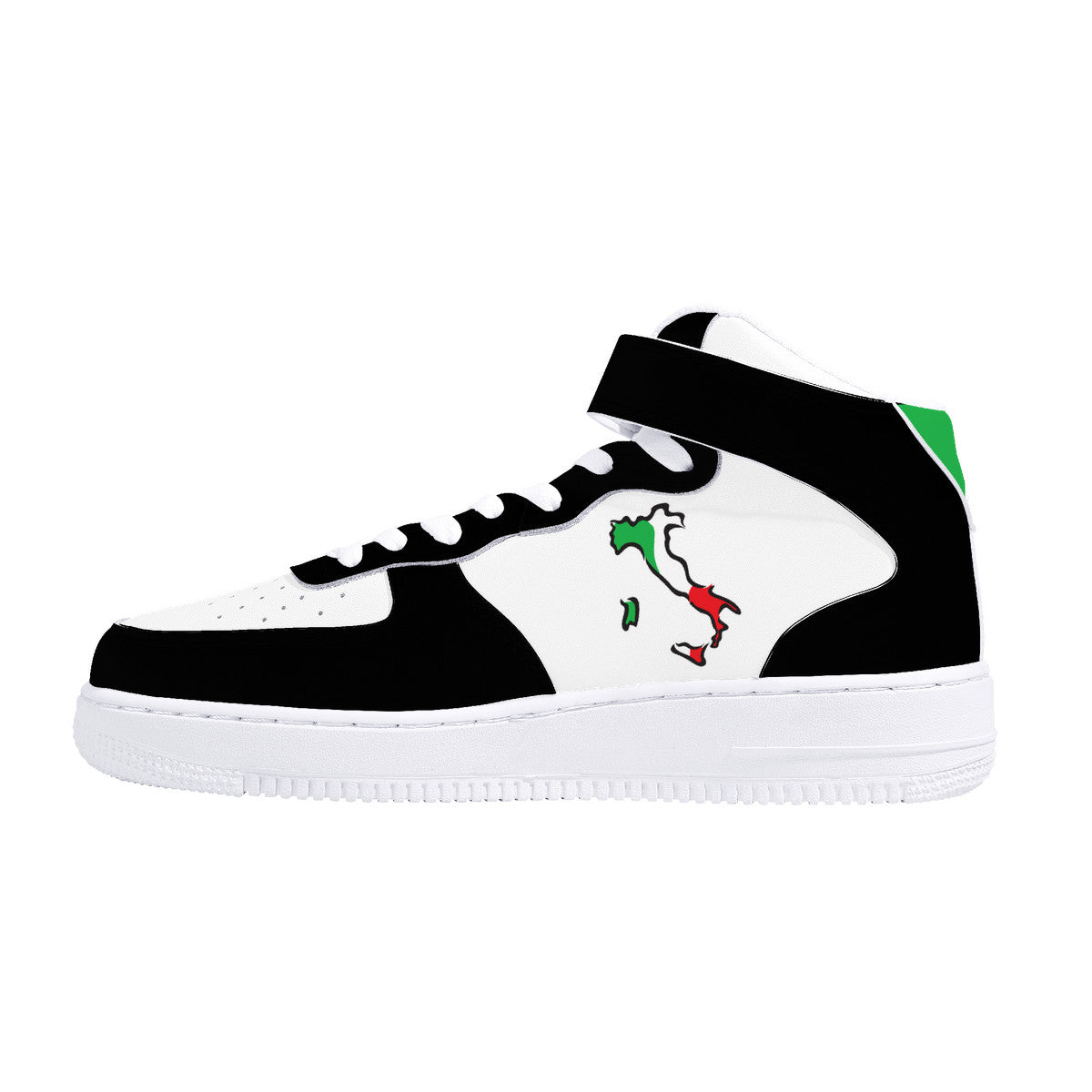 Italia Flag Map High Top Unisex Black Sneakers