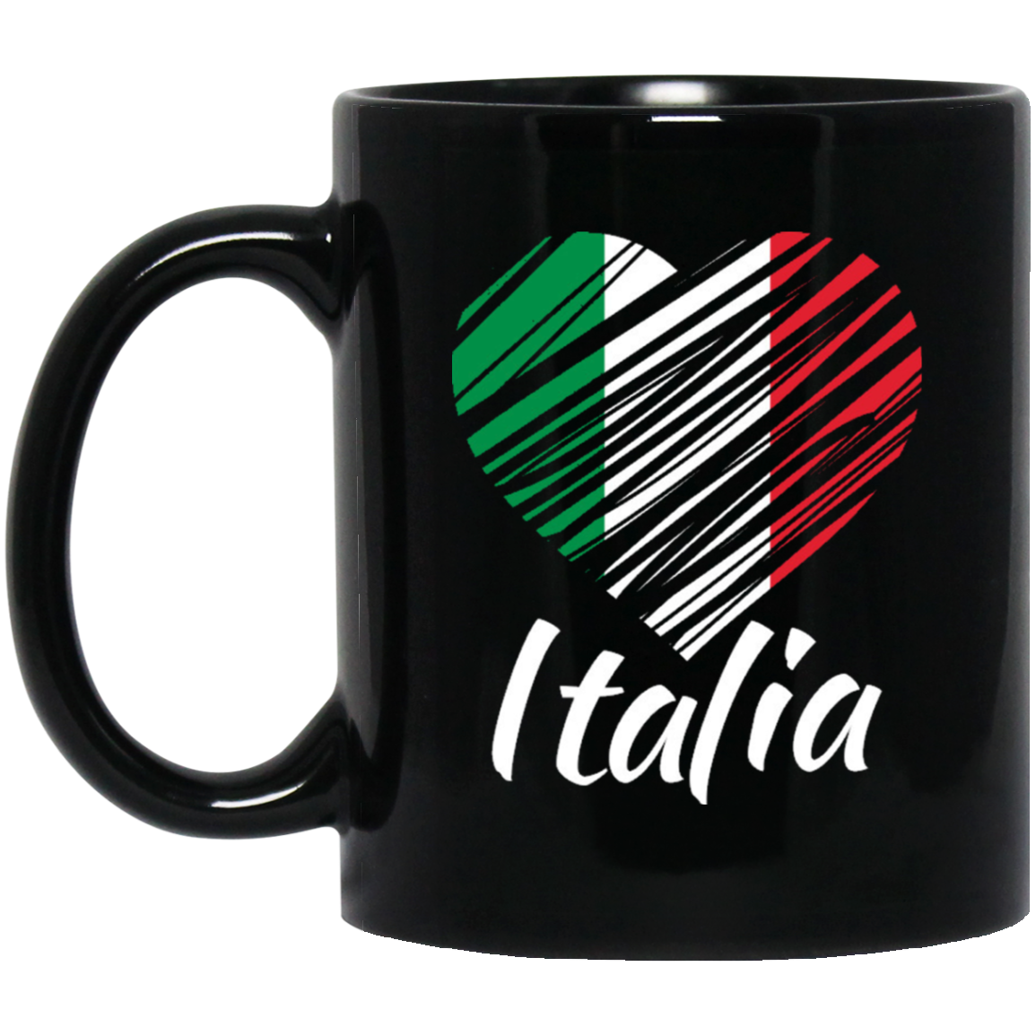 Italian Heart 11 oz. Black Mug