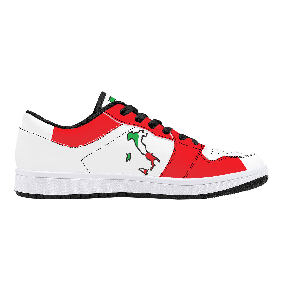 Italy Flag Map Low-Top Leather Sneakers