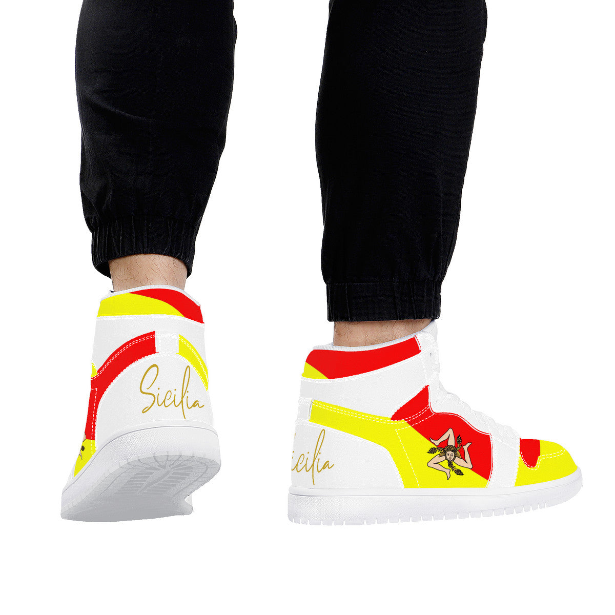 Sicilian Flag High Top Leather Sneakers