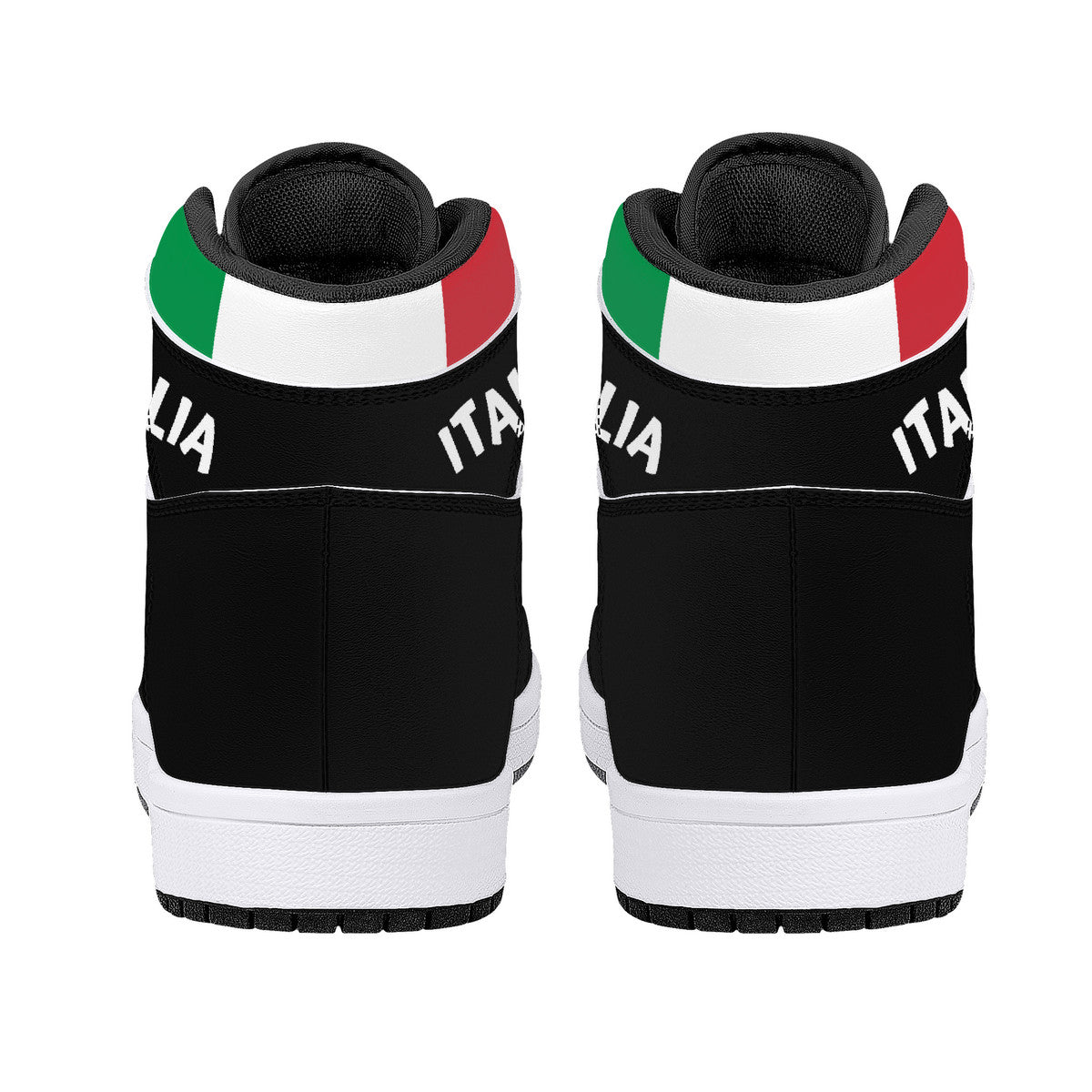 Italy Flag Map High-Top Leather Sneakers - Black