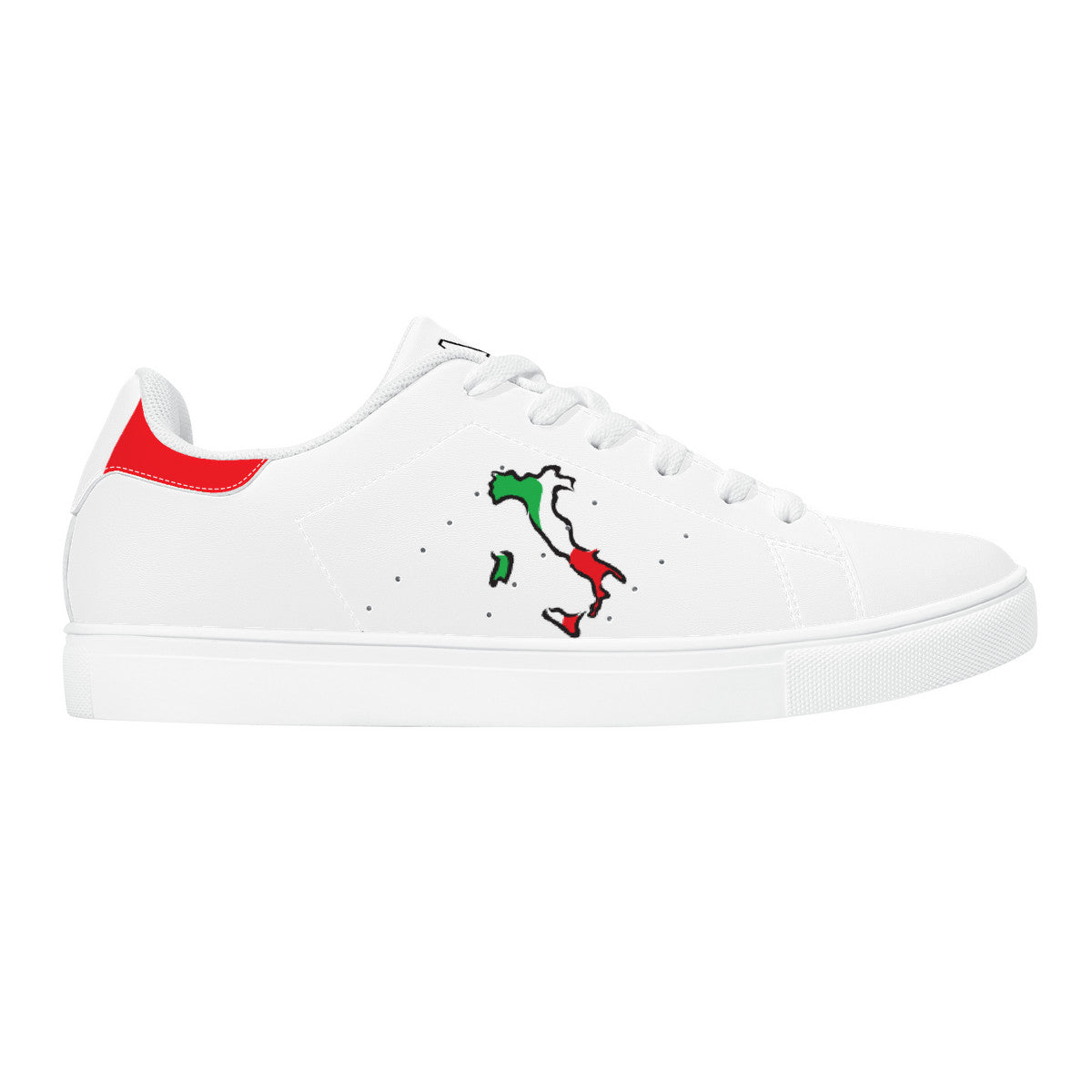 Italia Flag Map Low-Top Leather Sneakers - White