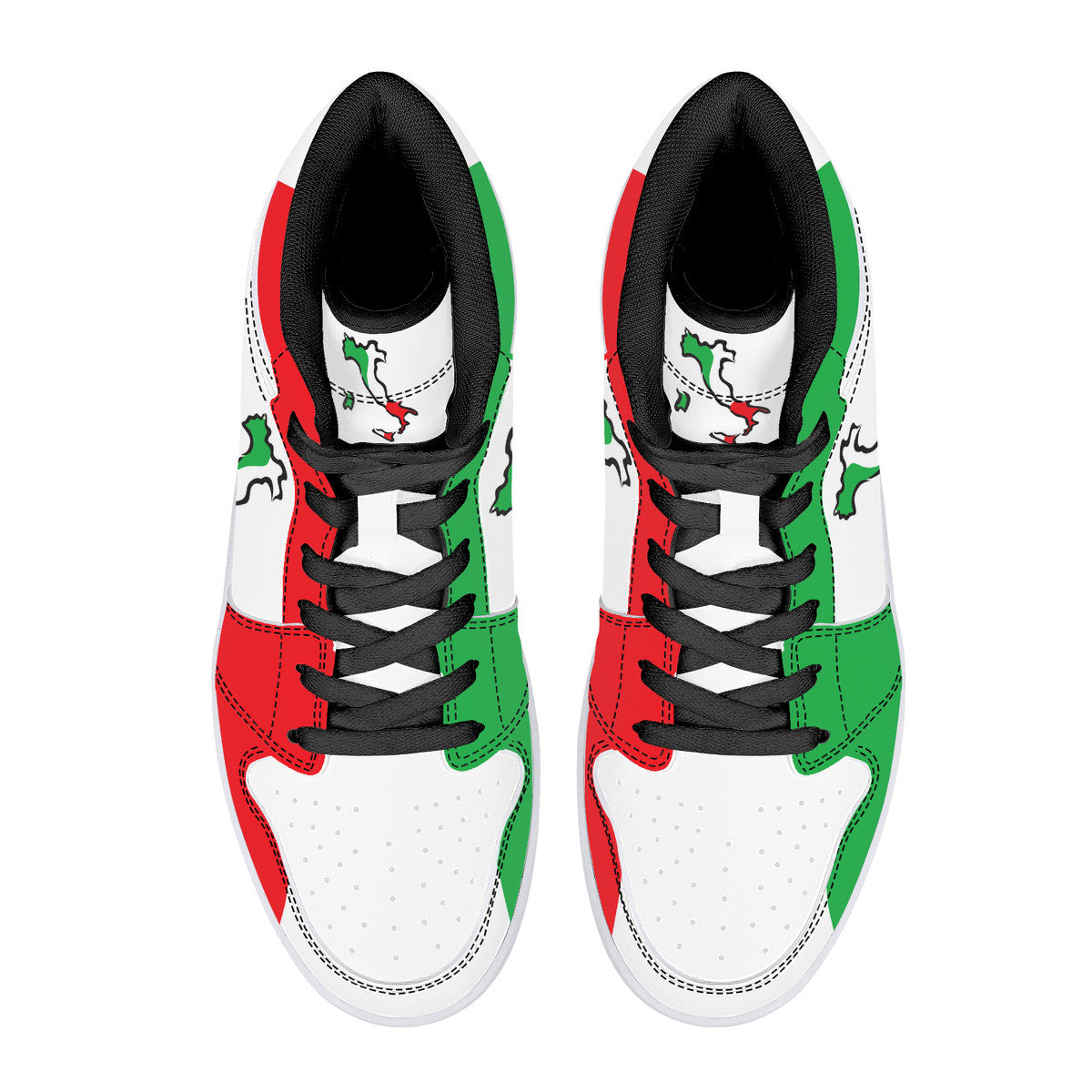 Italia Flag Map High-Top Leather Sneakers