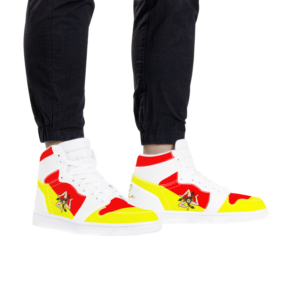 Sicilian Flag High Top Leather Sneakers