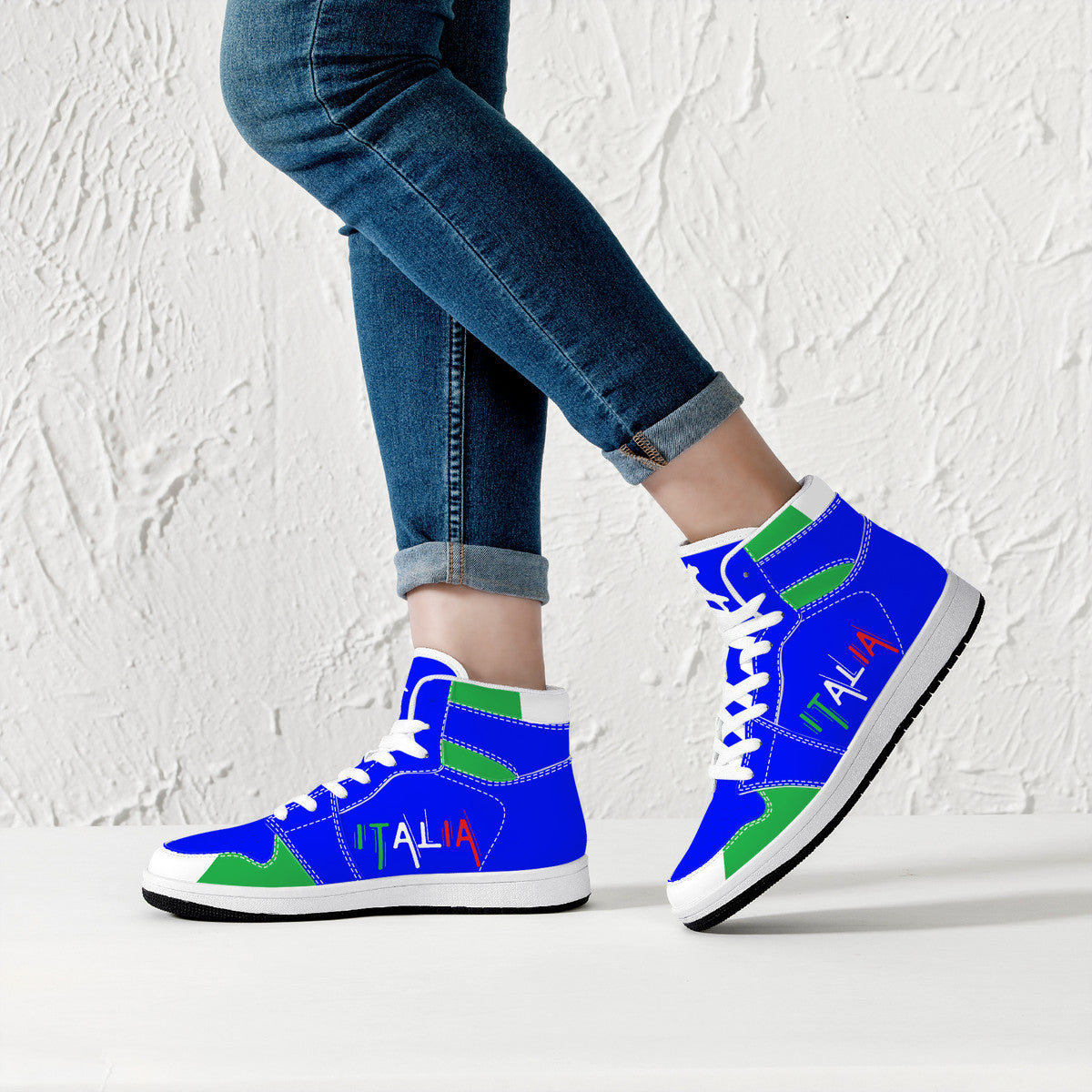 Italia High-Top Leather Sneakers - Blu