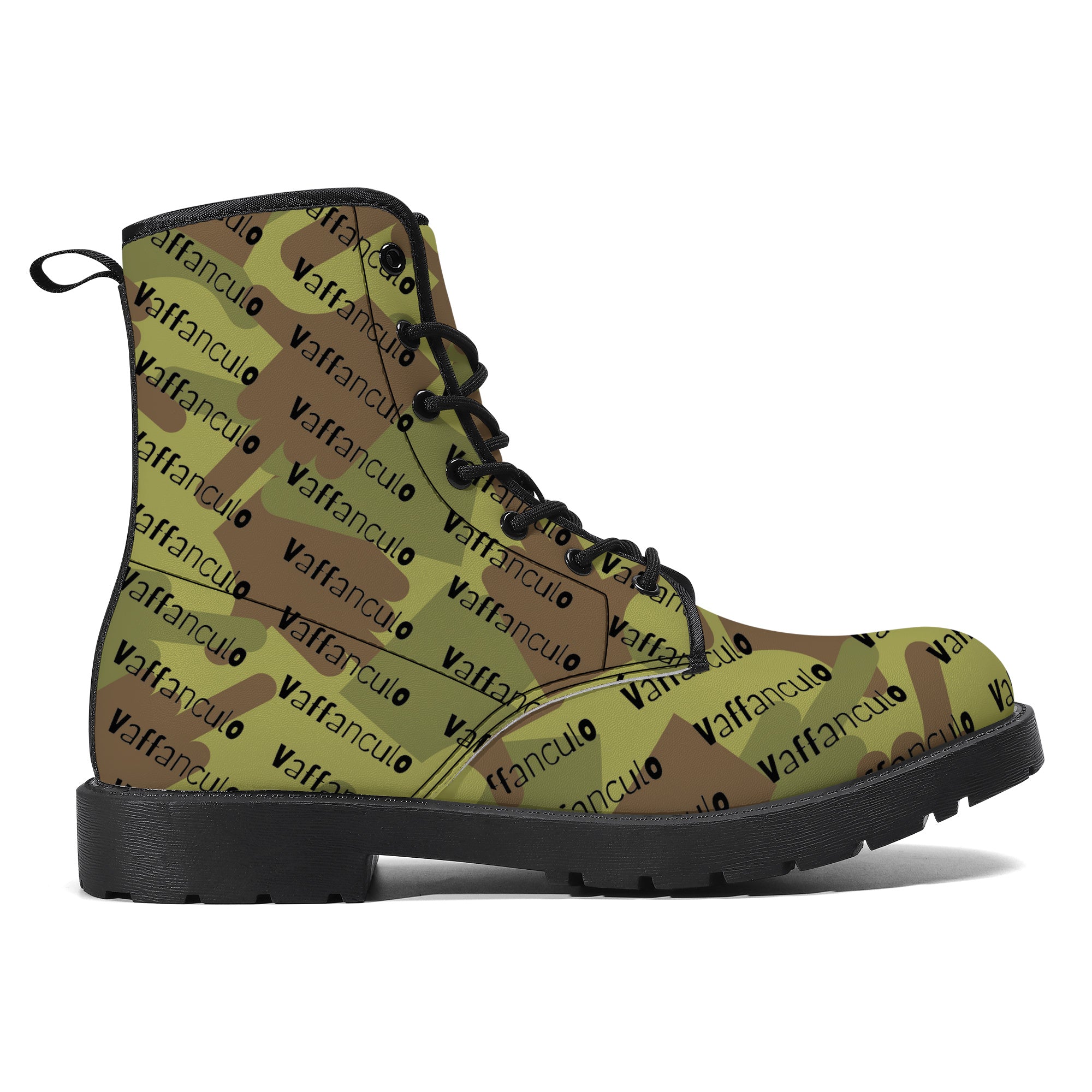 Vaffanculo Green Camo Leather Boots