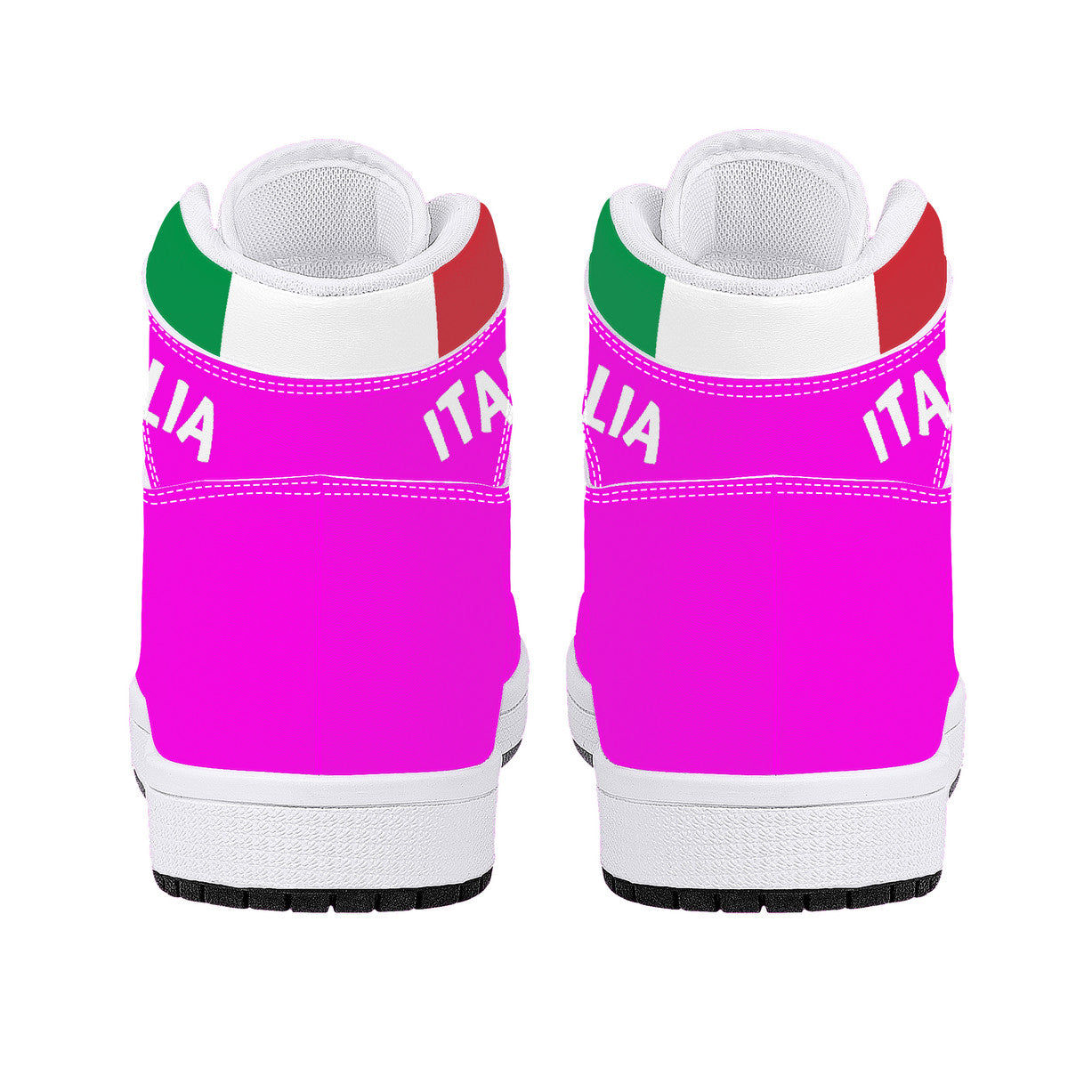 Italia Flag Map High-Top Leather Sneakers - Pink Edition