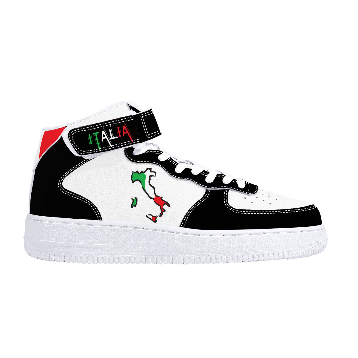 Italia Flag Map High Top Unisex Black Sneakers