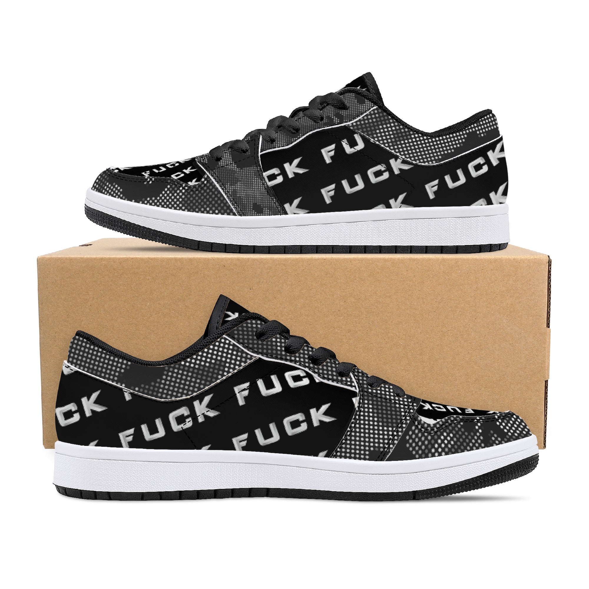 Fuck Low-Top Leather Sneakers - Black