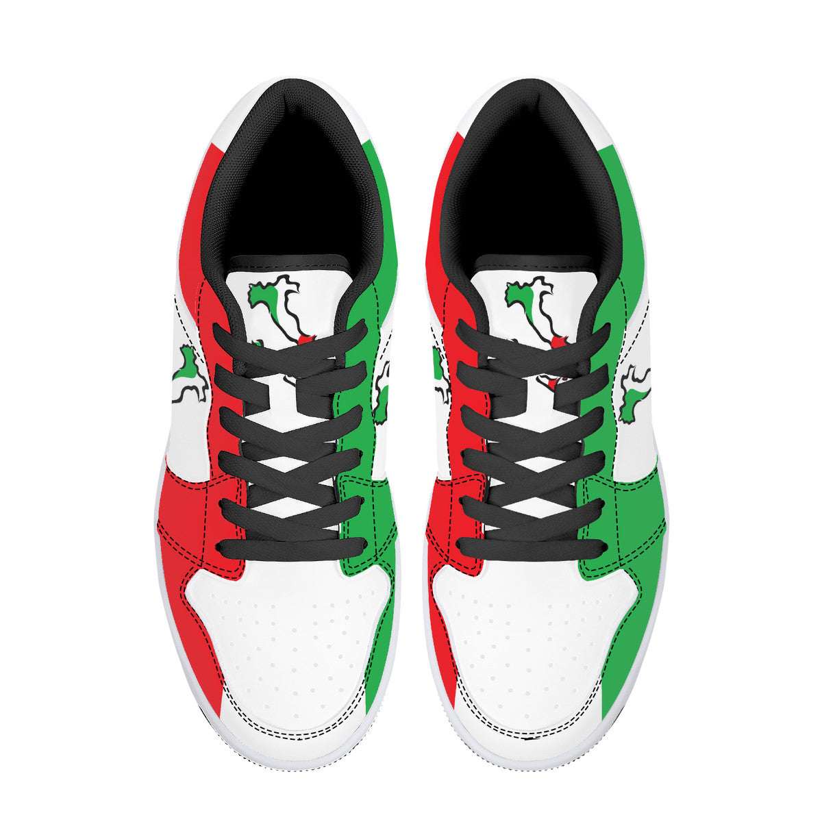 Italy Flag Map Low-Top Leather Sneakers