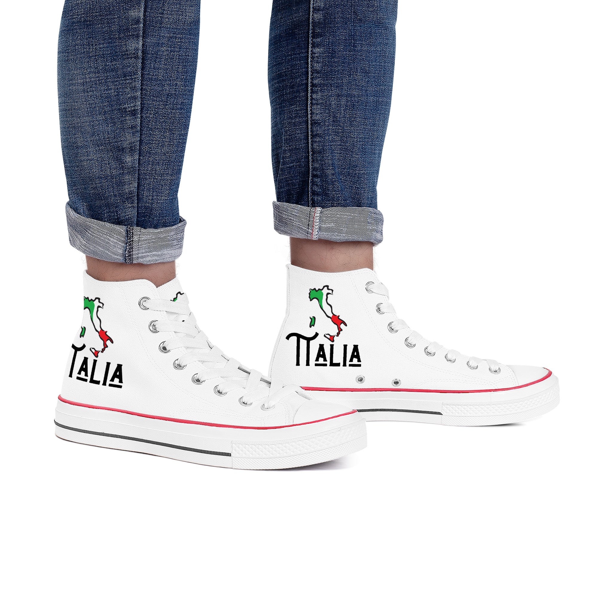 Italia High Top Canvas Shoes - White