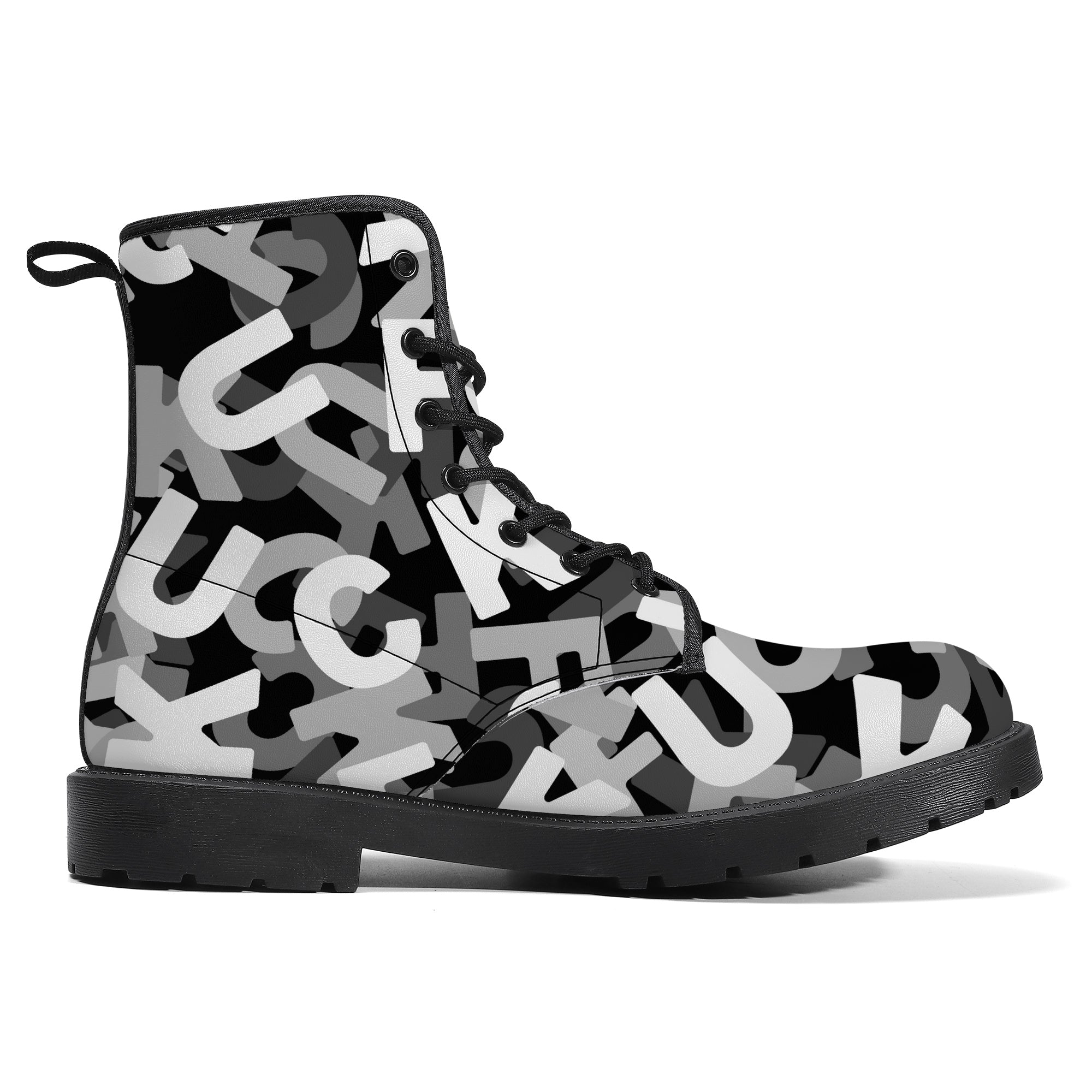 Fuck Grey Camo Leather Boots